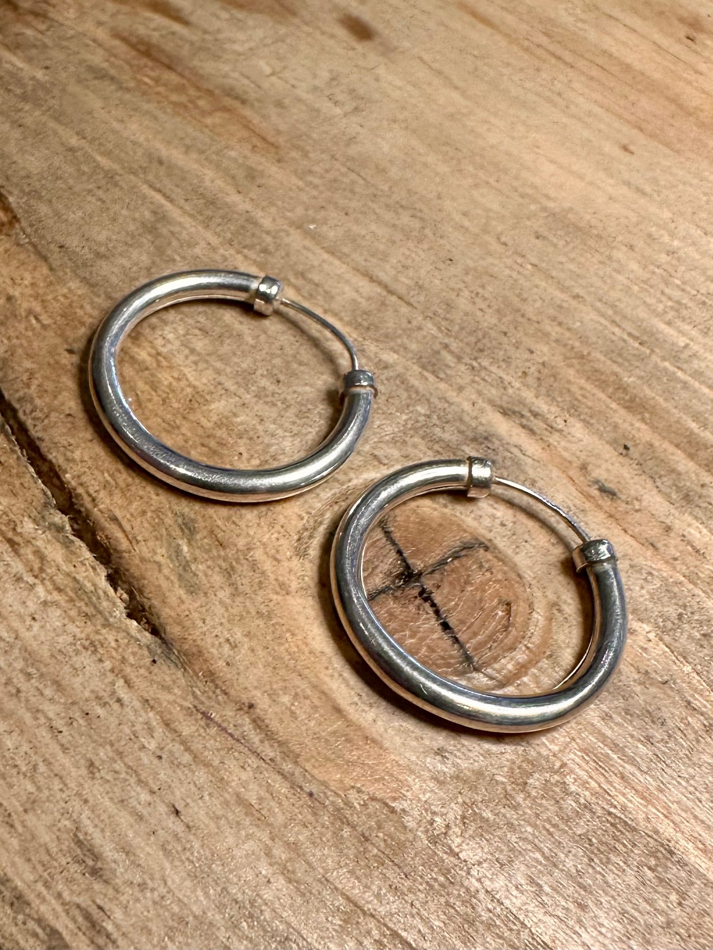 Vintage Chunky Hoops 925 Silver Earrings