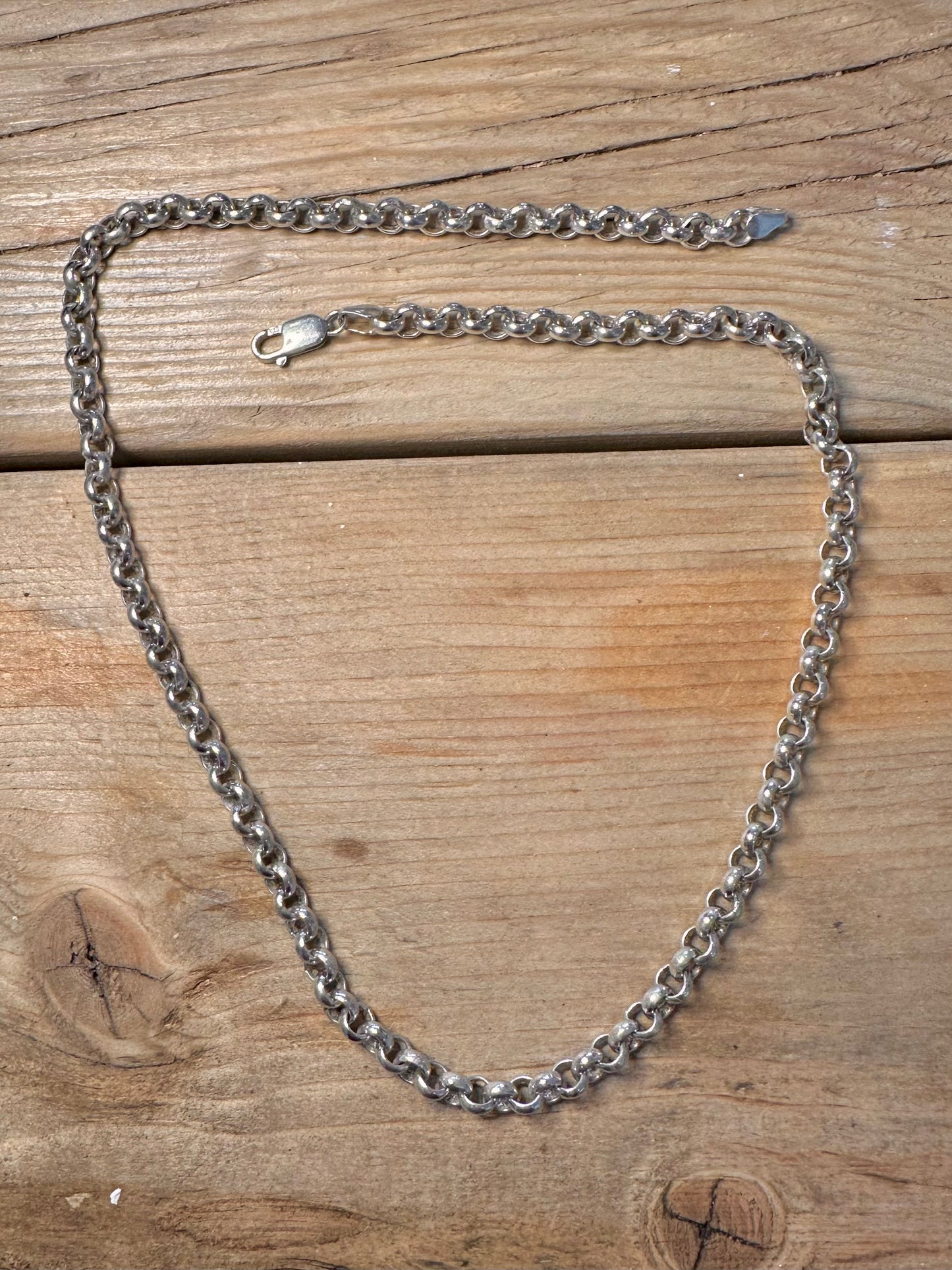 Vintage Heavy Belcher Chain 925 Silver 19.2 inch Necklace