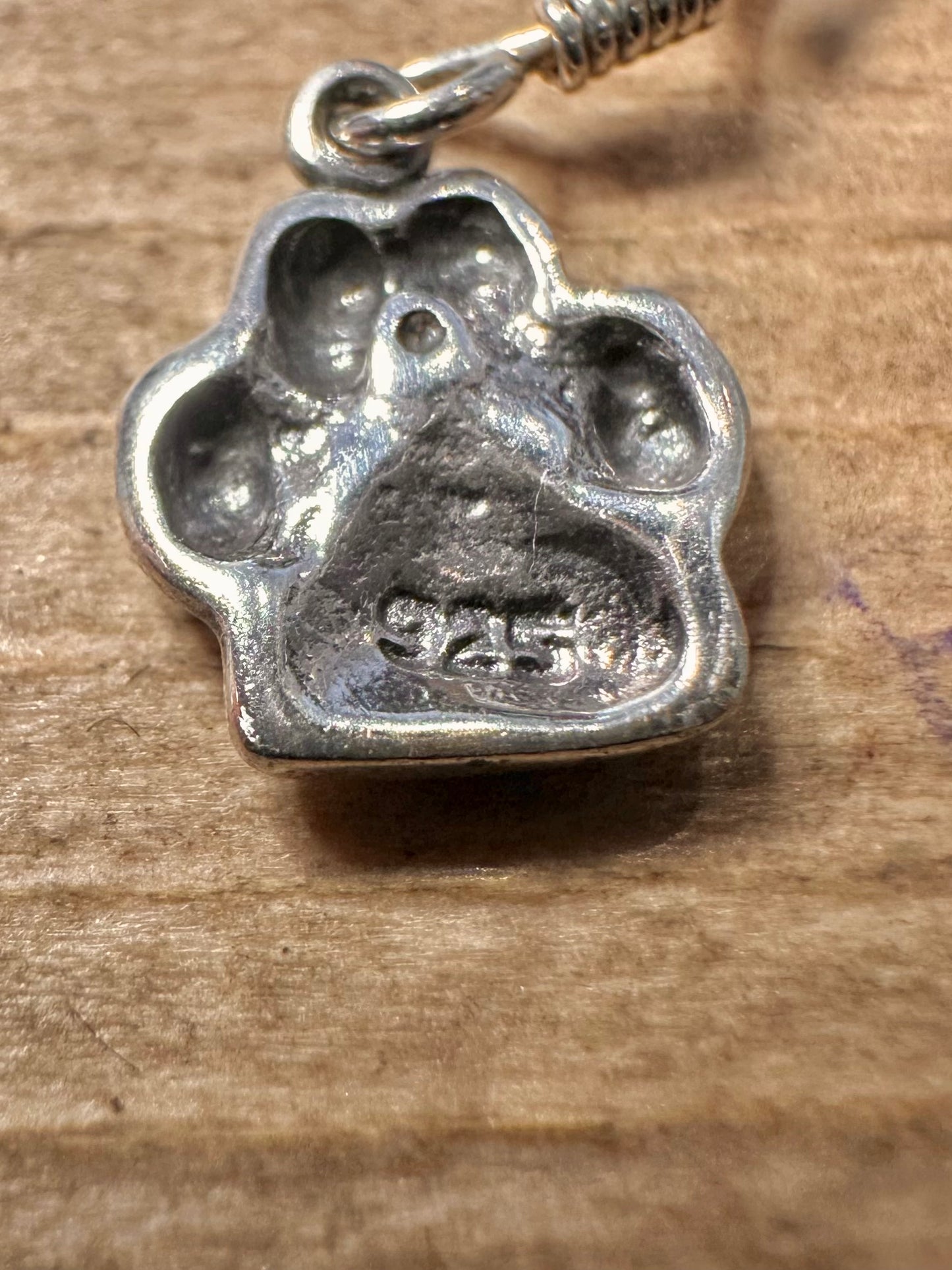 Vintage Dog Paw 925 Silver Earrings