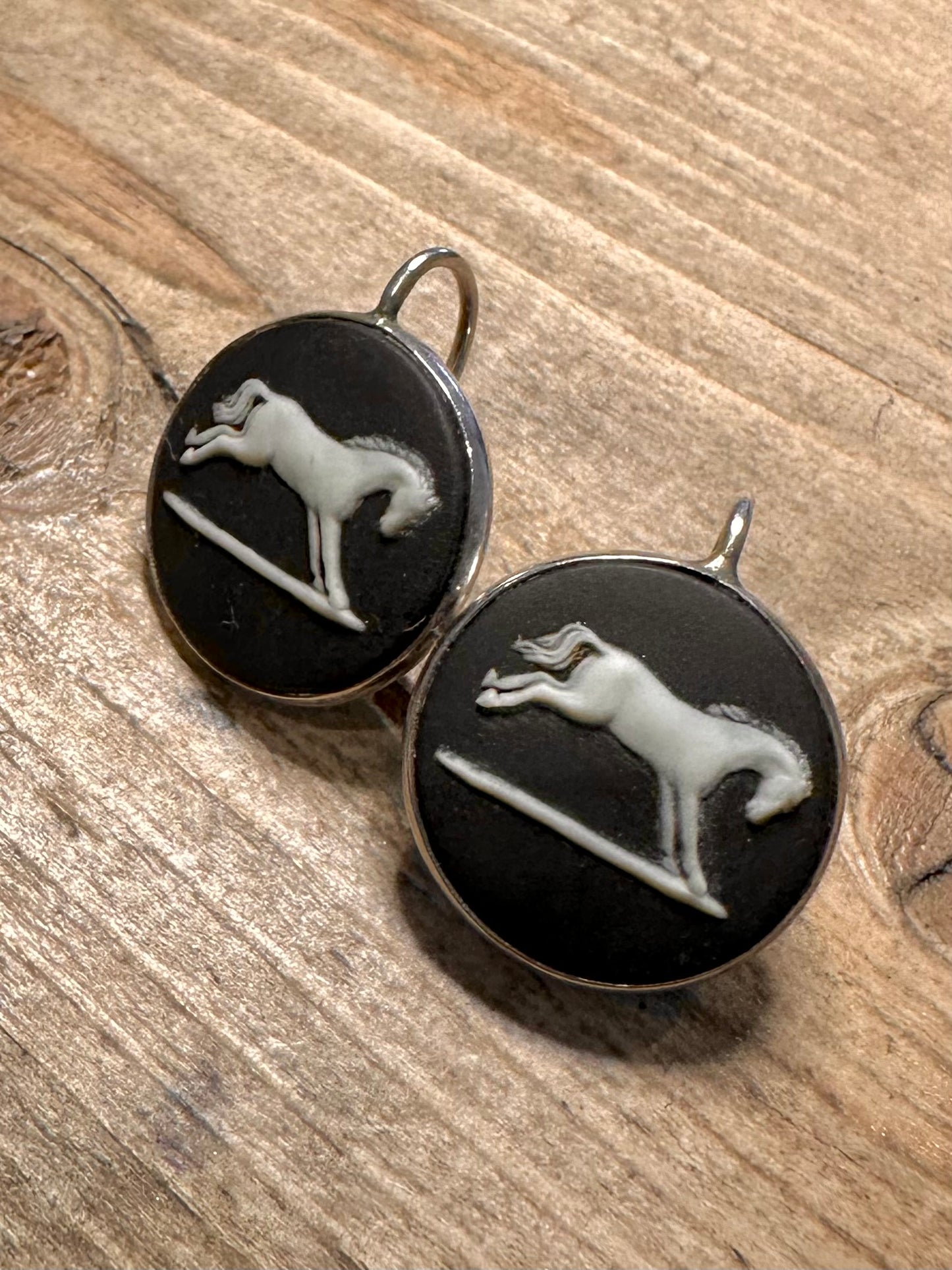 Vintage 1957 Wedgewood Horse Chester 925 Silver Earrings