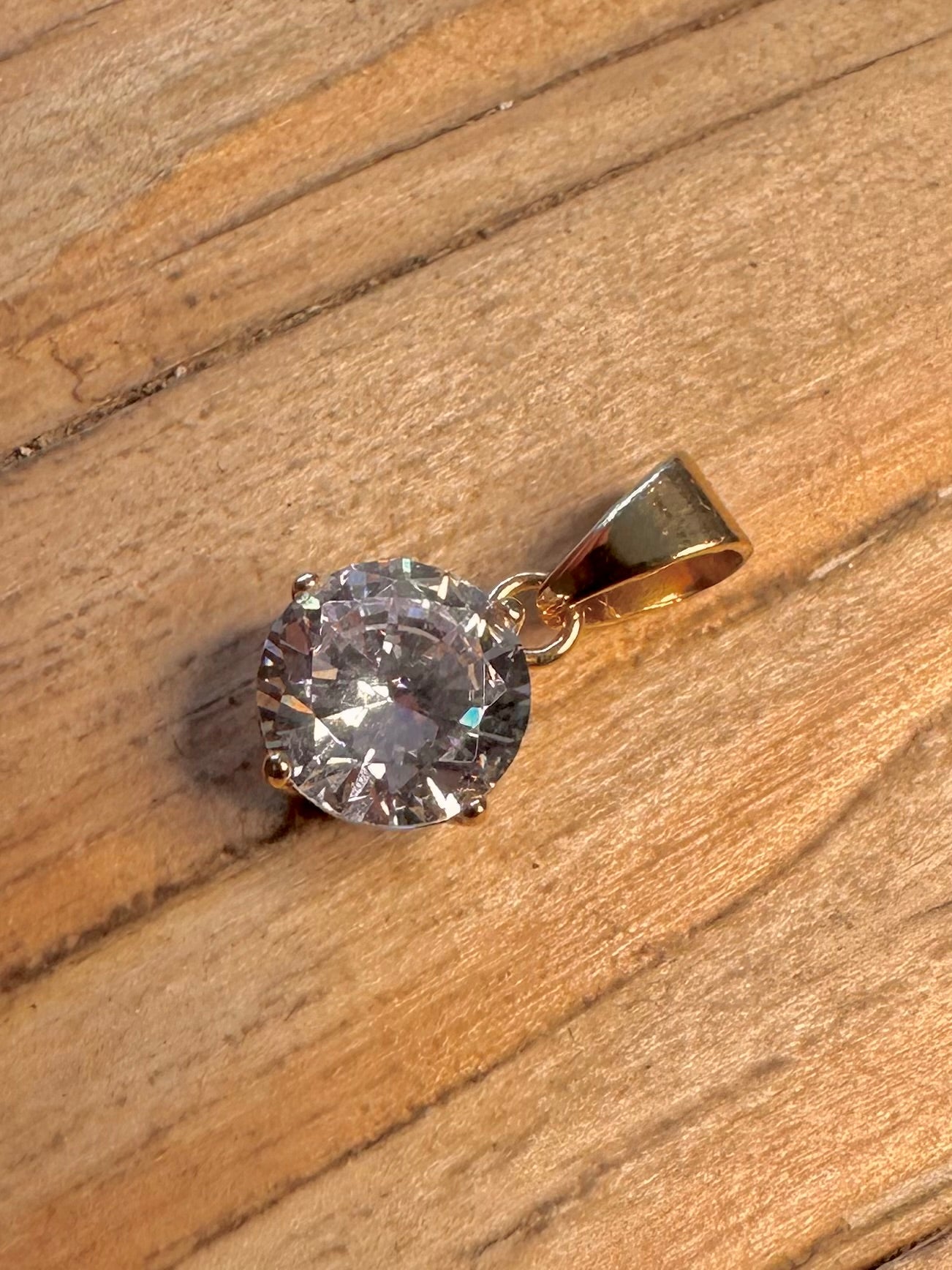 Modern White CZ Gold on 925 Sterling Silver Pendant