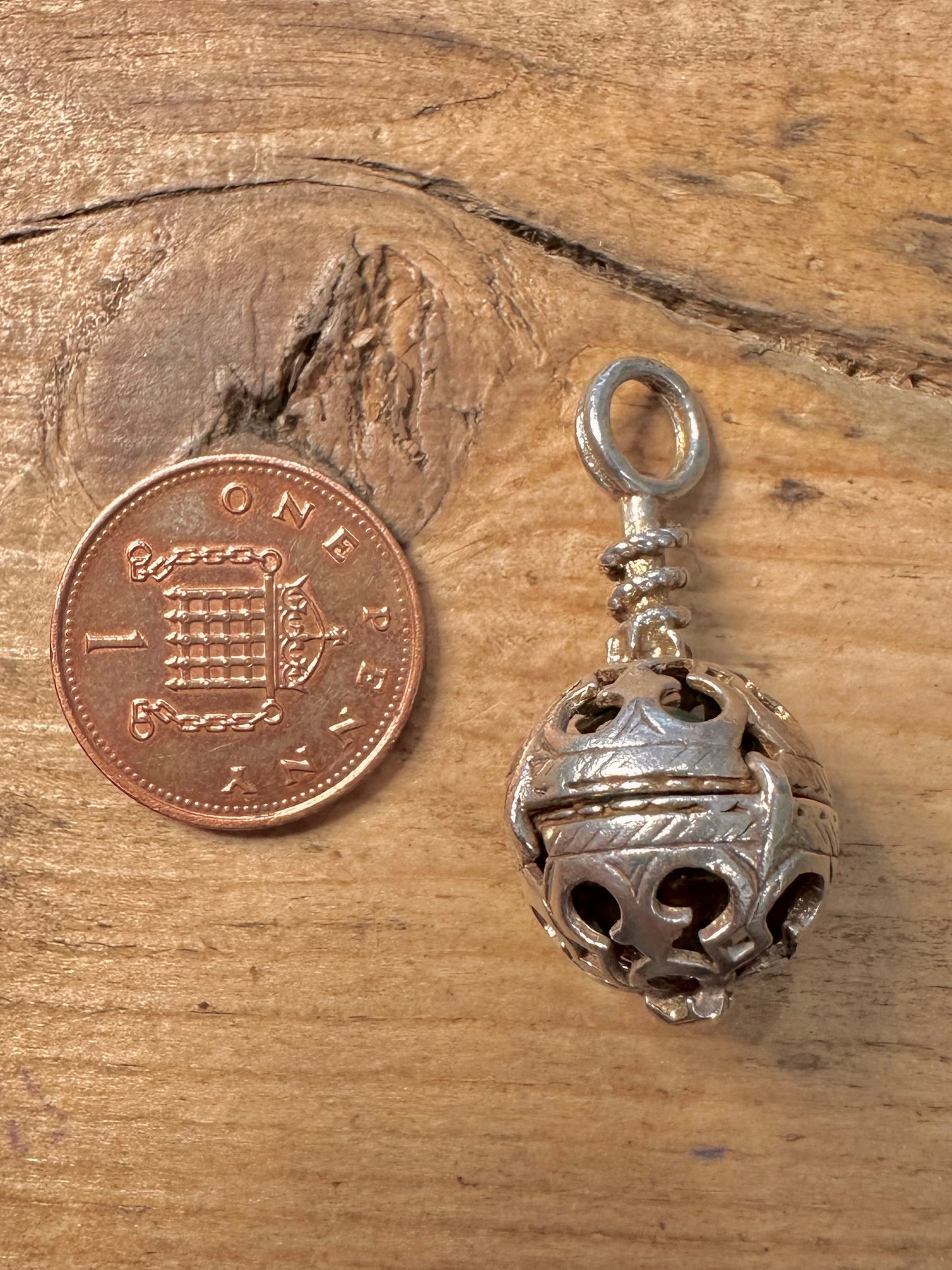 Vintage Baby Rattle 925 Silver Pendant