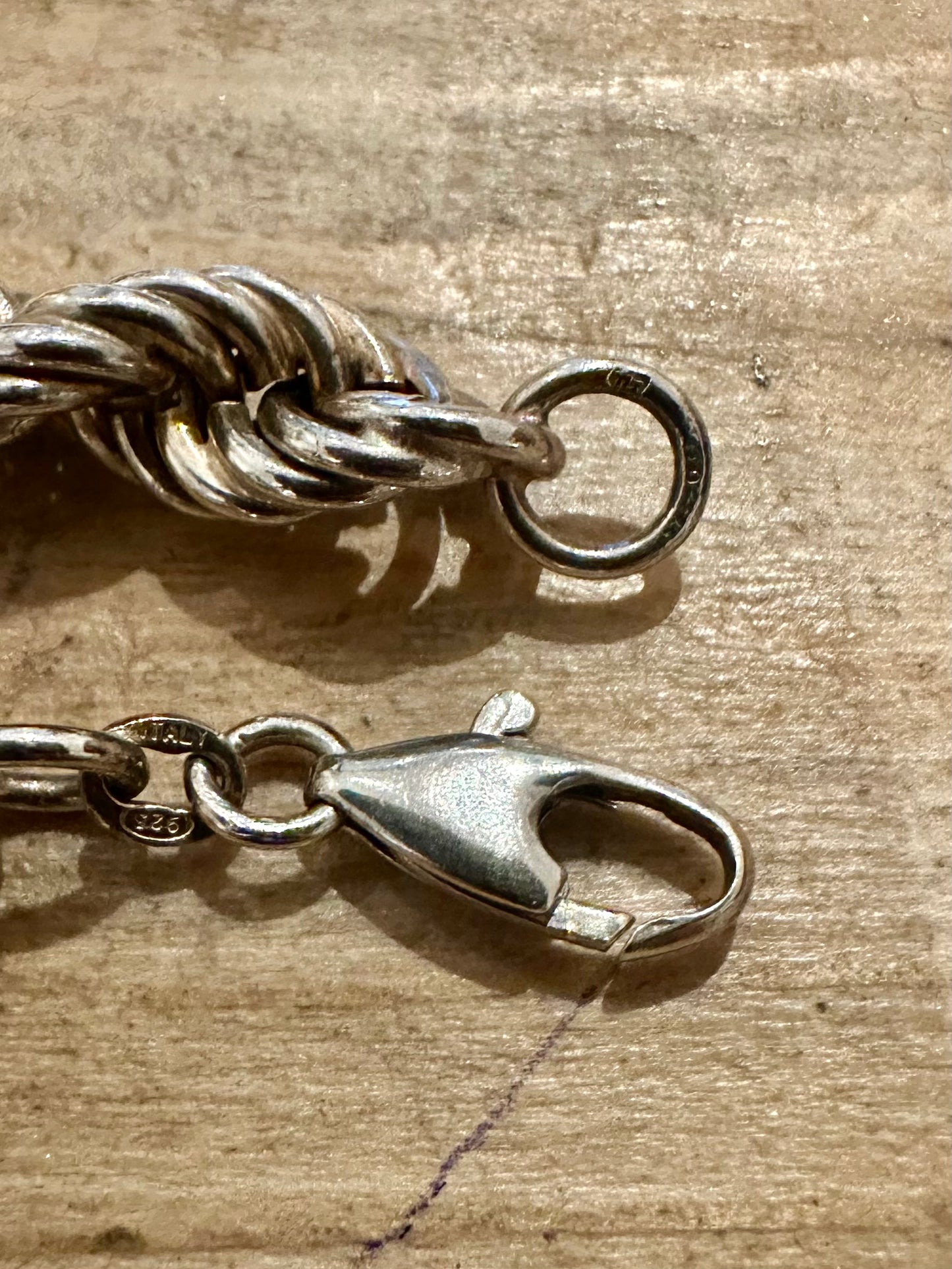 Vintage Chunky Rope Chain Italy 925 Silver 24 inch Necklace