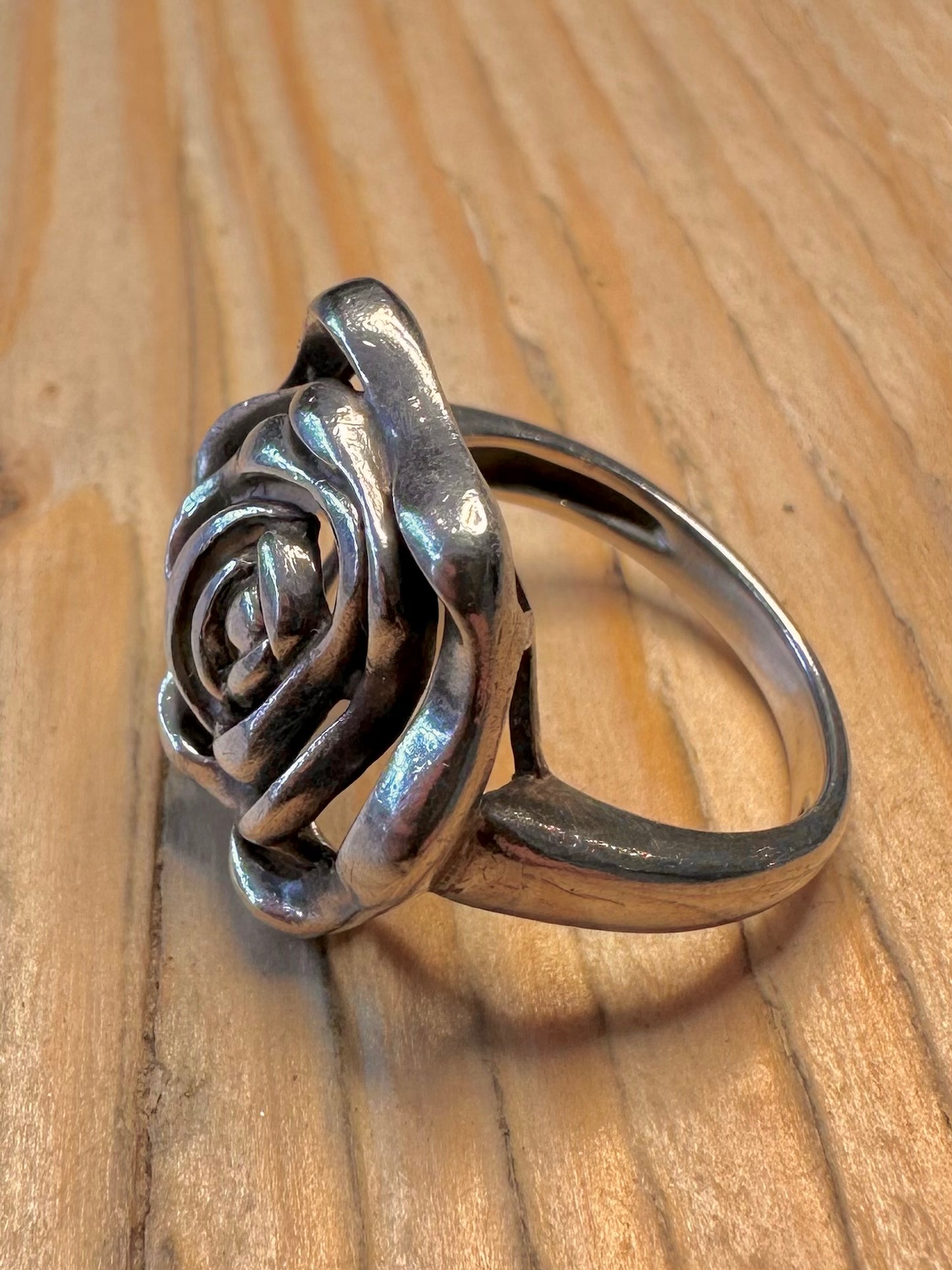 Vintage Abstract Rose 925 Silver Size O Ring