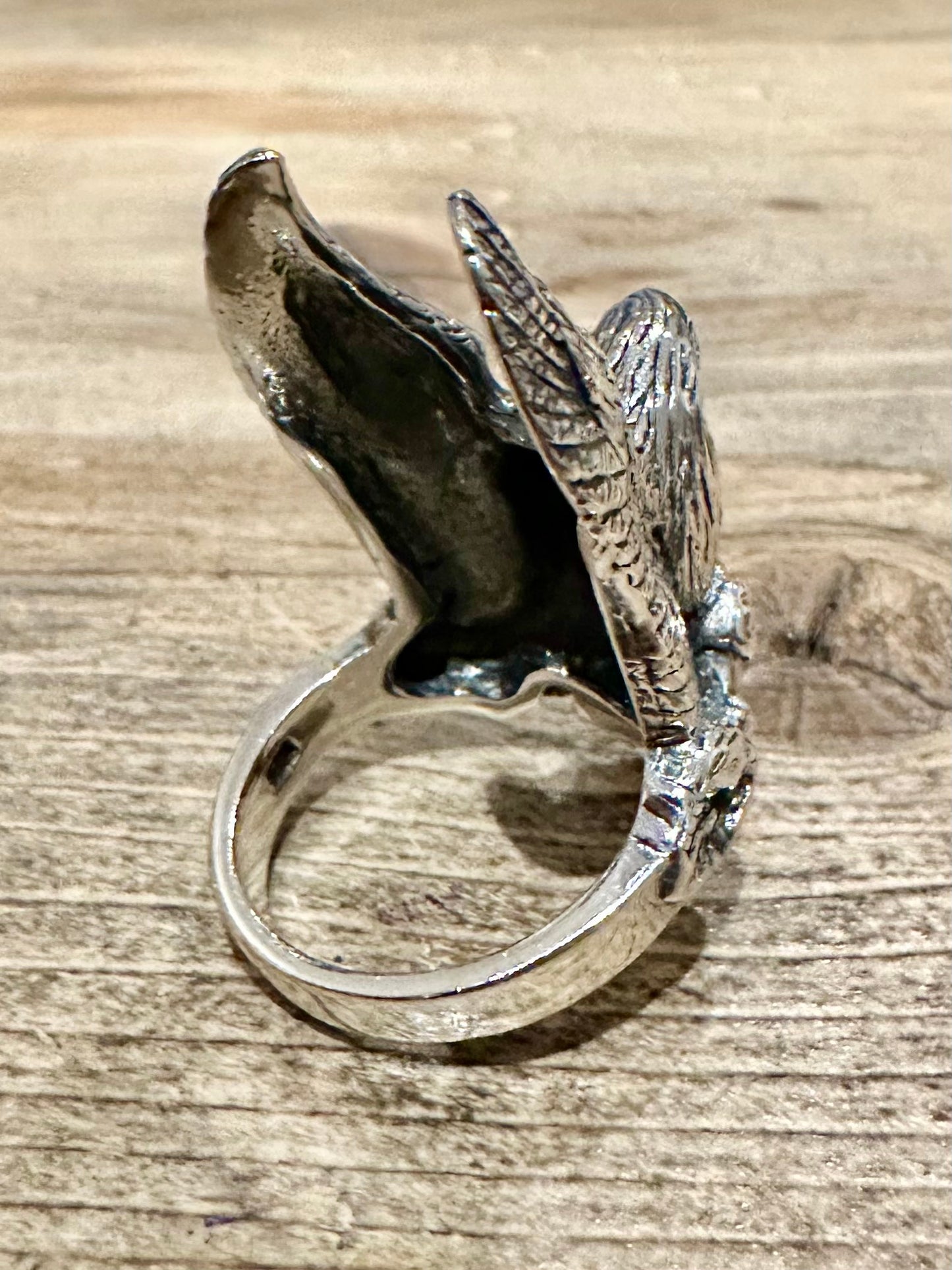Vintage Large Eagle Perched 925 Silver Size U1/2 Ring