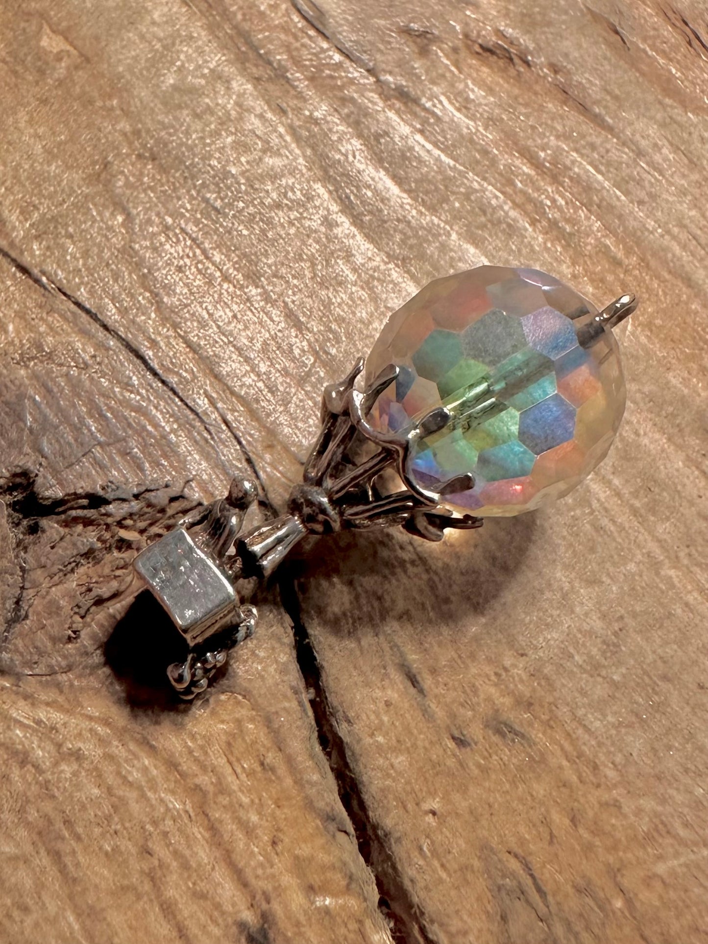 Vintage Crystal Hot Air Ballon 925 Silver Charm Pendant