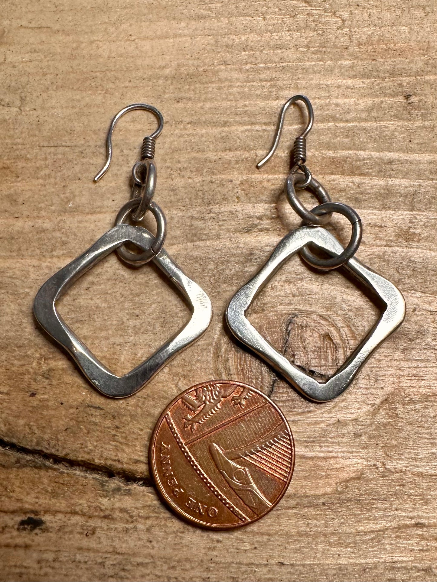 Abstract Square Dangle 925 Silver Earrings