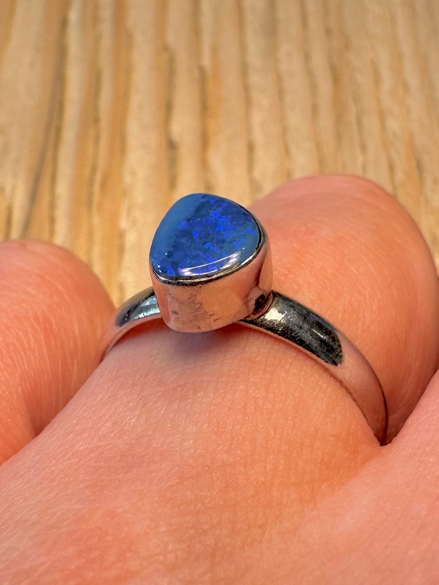 Modern Blue Opal 925 Sterling Silver Size R1/2 Ring