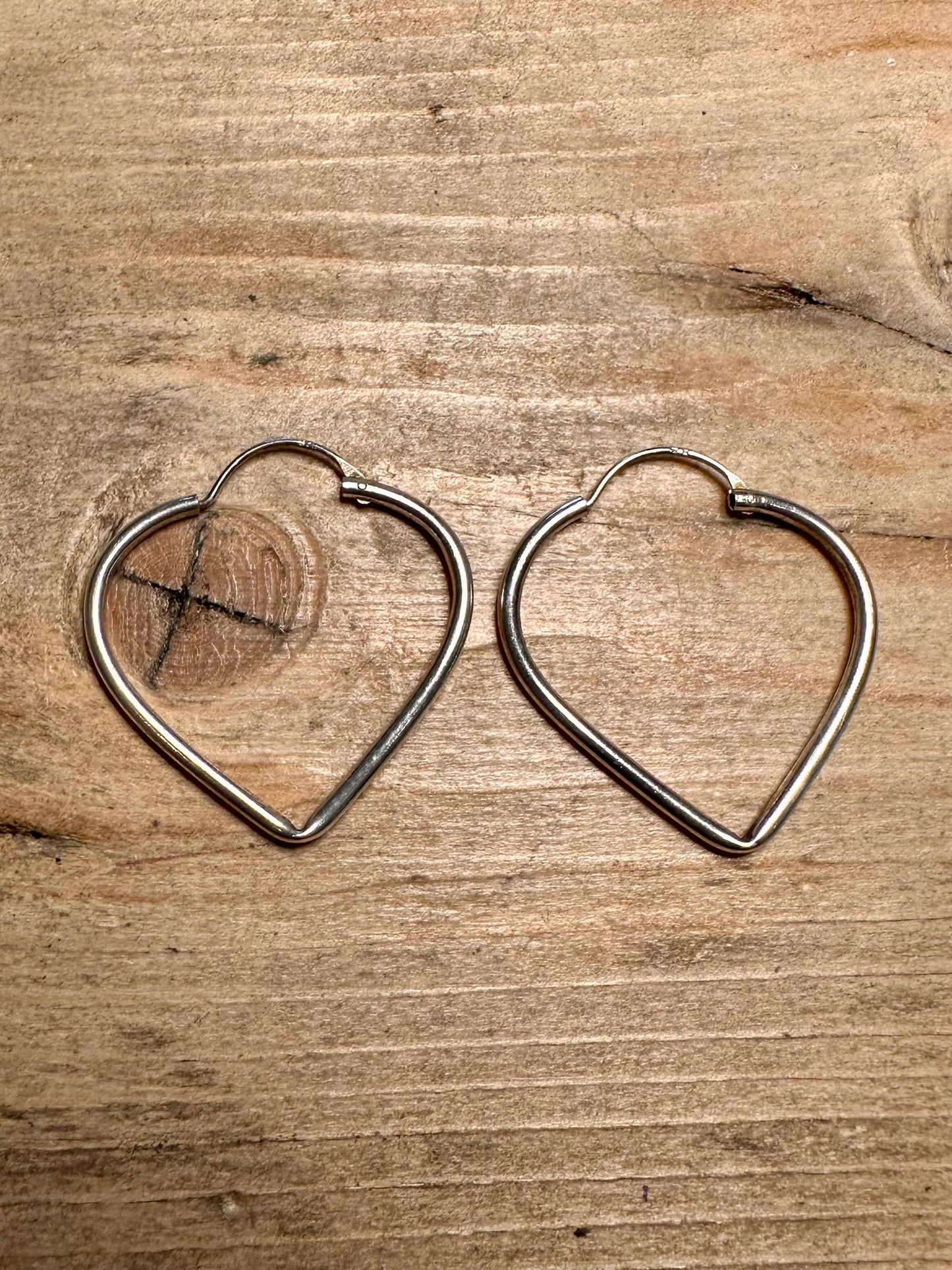 Vintage Heart Shaped 925 Silver Earrings