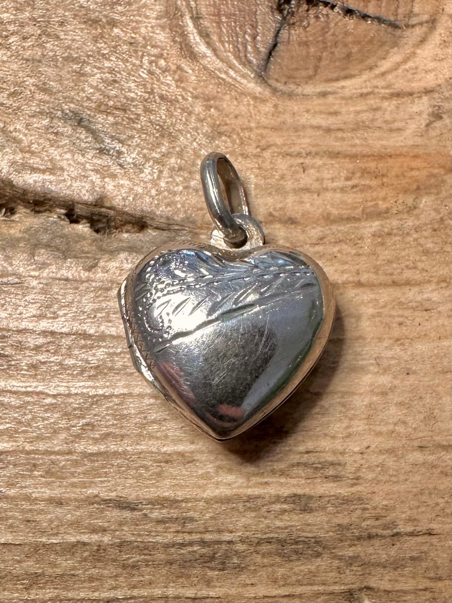 Vintage Heart Engraved Locket 925 Silver Pendant