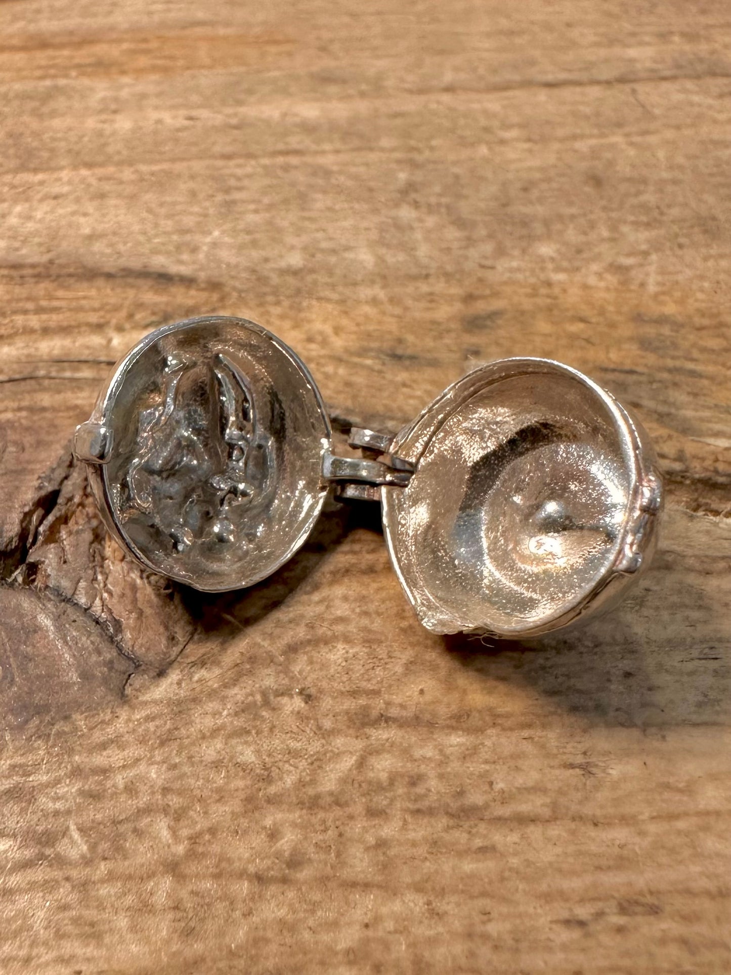 Vintage Apple Articulated Worms inside 925 Silver Charm Pendant