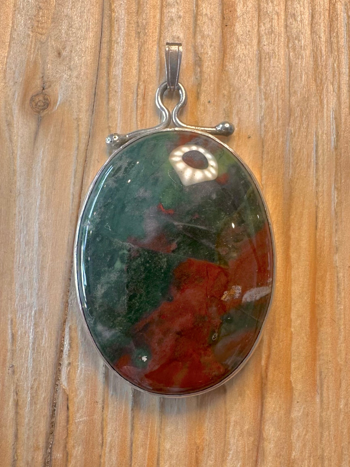 Vintage Bloodstone 925 Sterling Silver Pendant