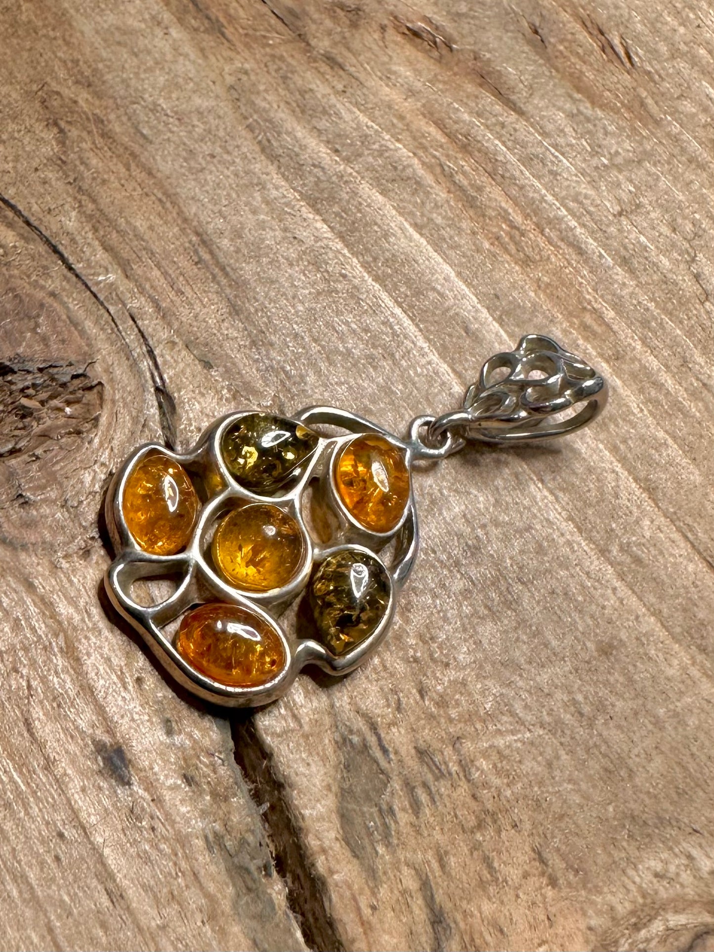 Abstract Multi Amber 925 Silver Pendant