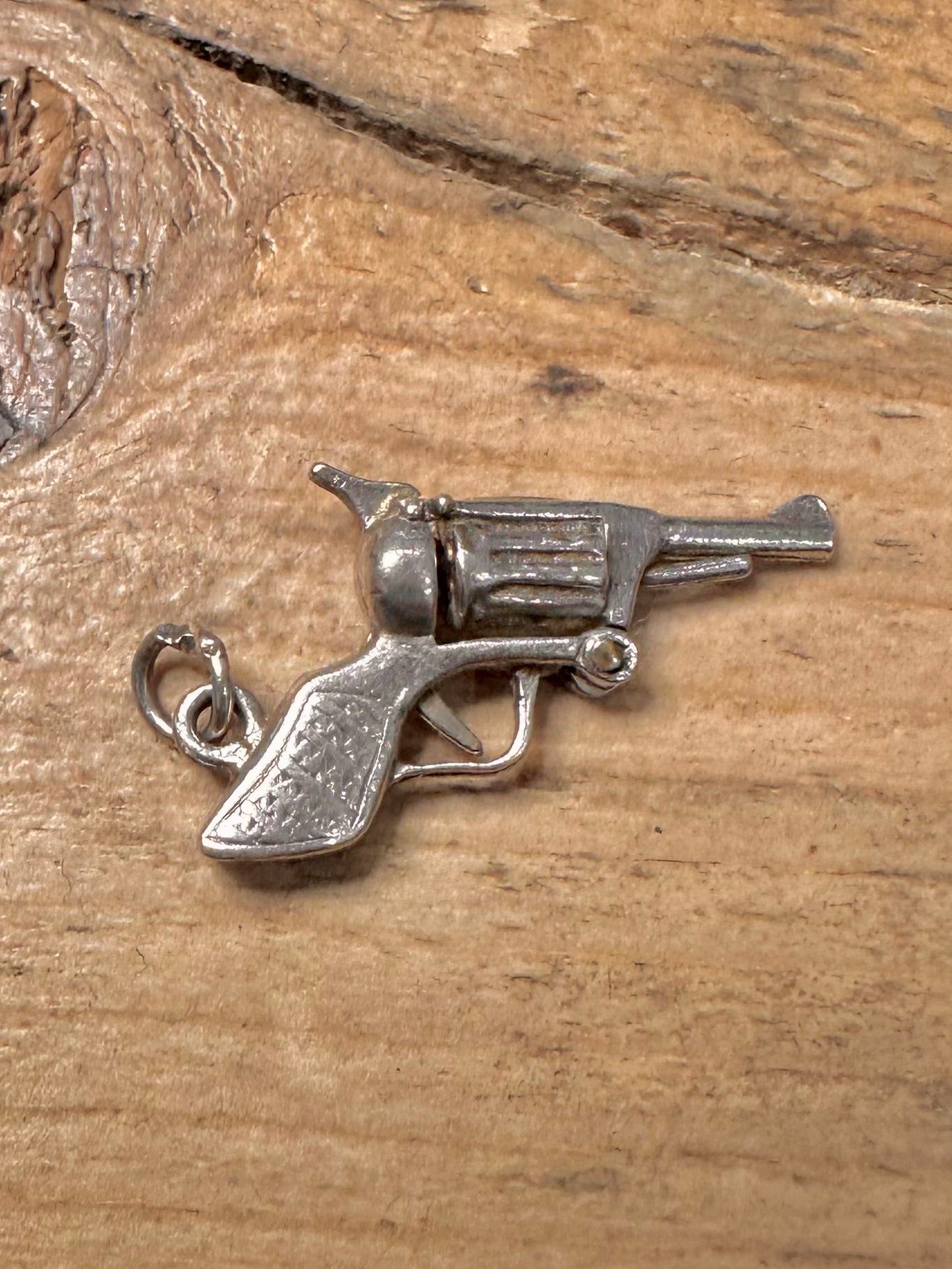 Vintage Articulated Revolver 925 Silver Charm Pendant
