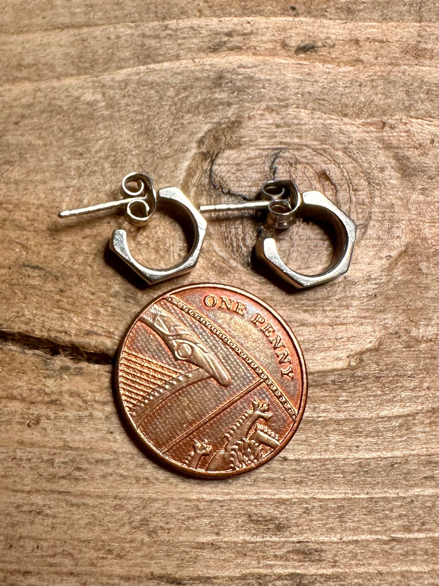 Abstract Geometric Half Hoops 925 Silver Earrings
