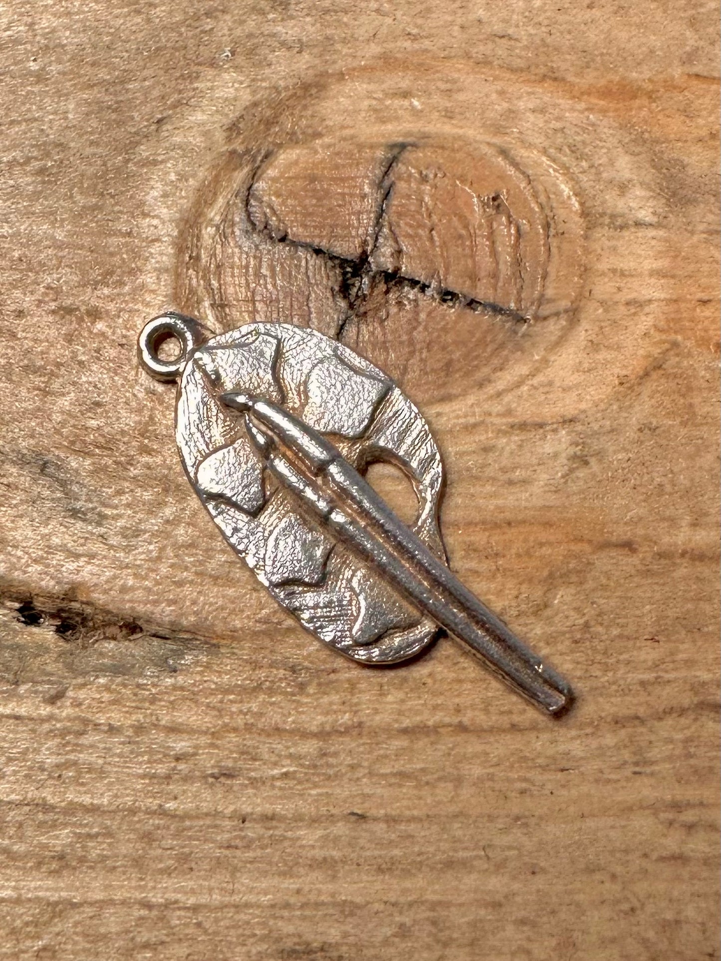 Vintage Paint Pallet 925 Silver Charm Pendant