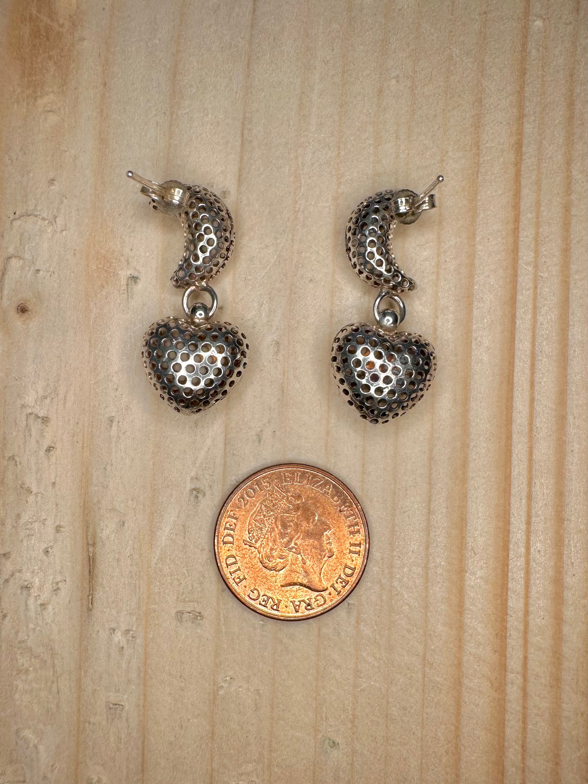 Moon & Heart Dangle 925 Sterling Silver Earrings
