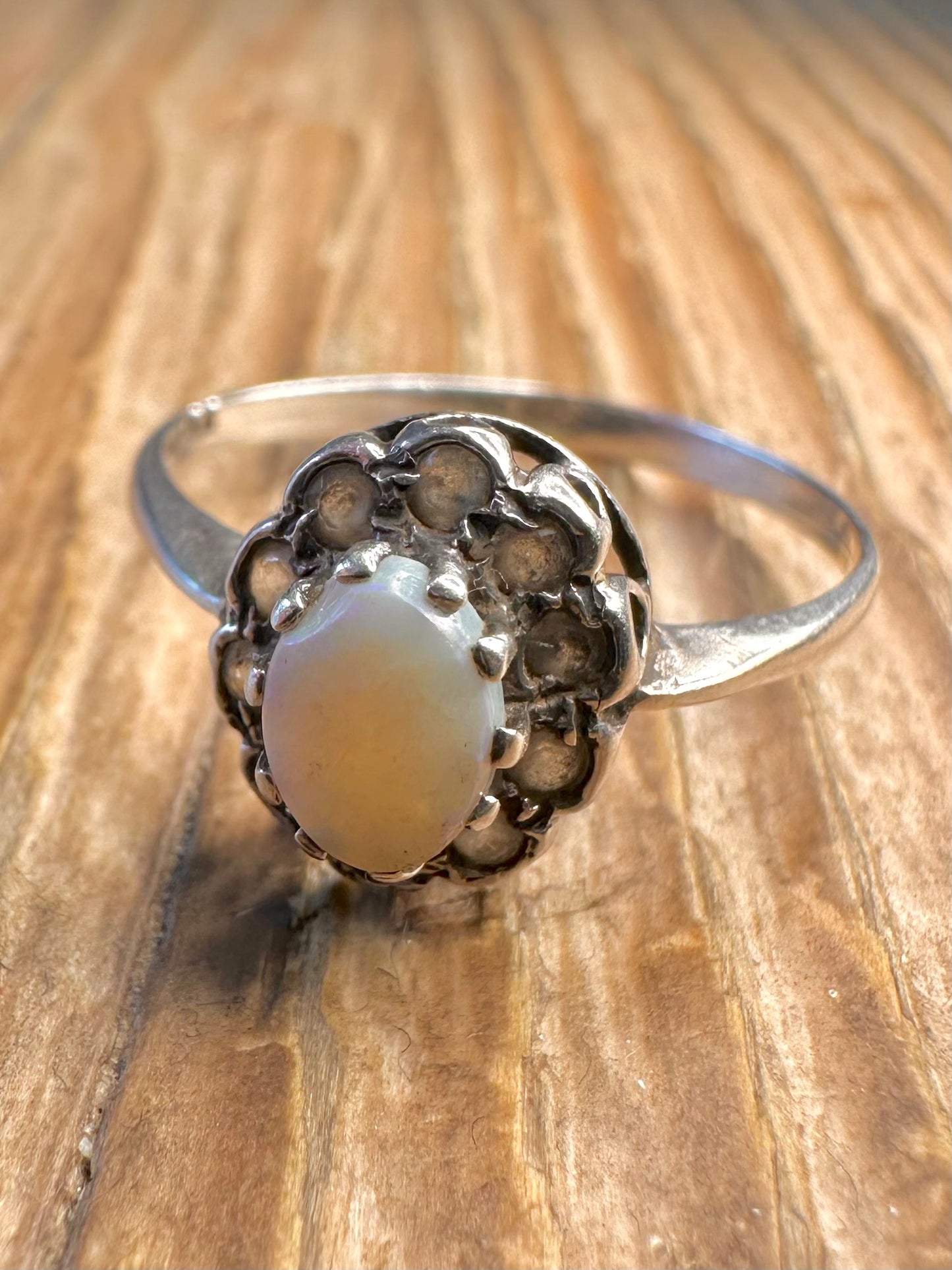 Opal and CZ 925 Sterling Silver Size W Ring