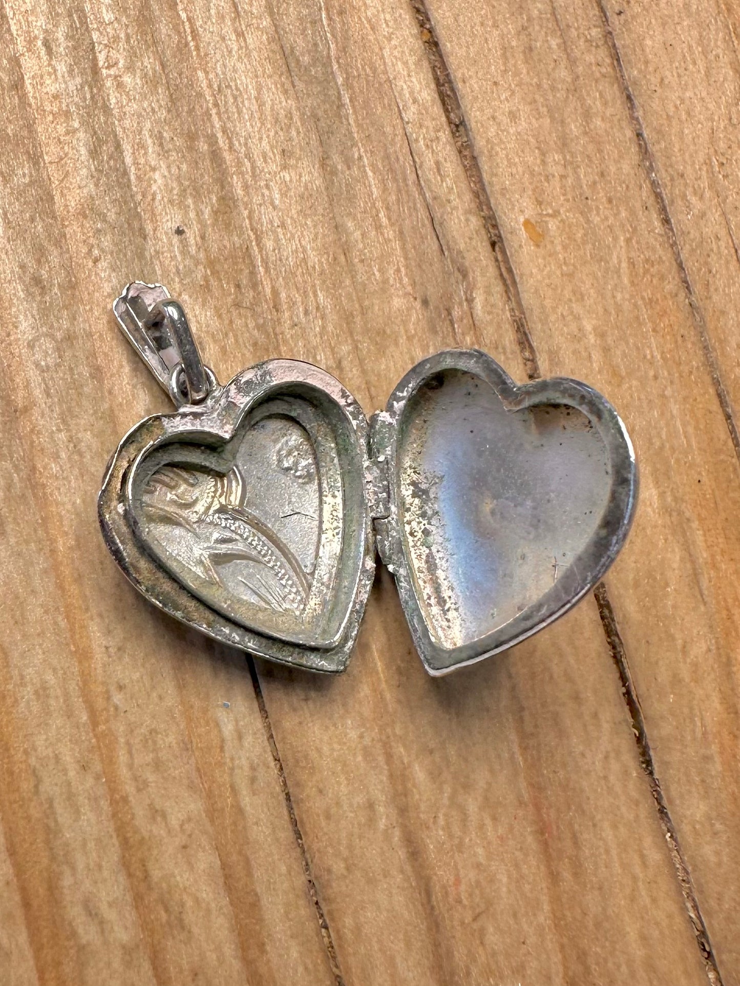 Vintage Heart Engraved Locket 925 Sterling Silver Pendant