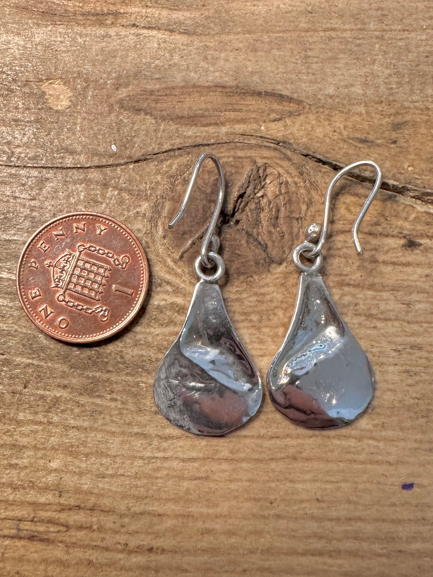 Abstract Hammered 925 Silver Earrings