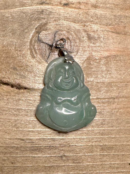 Vintage Jade Buddha 925 Silver Pendant