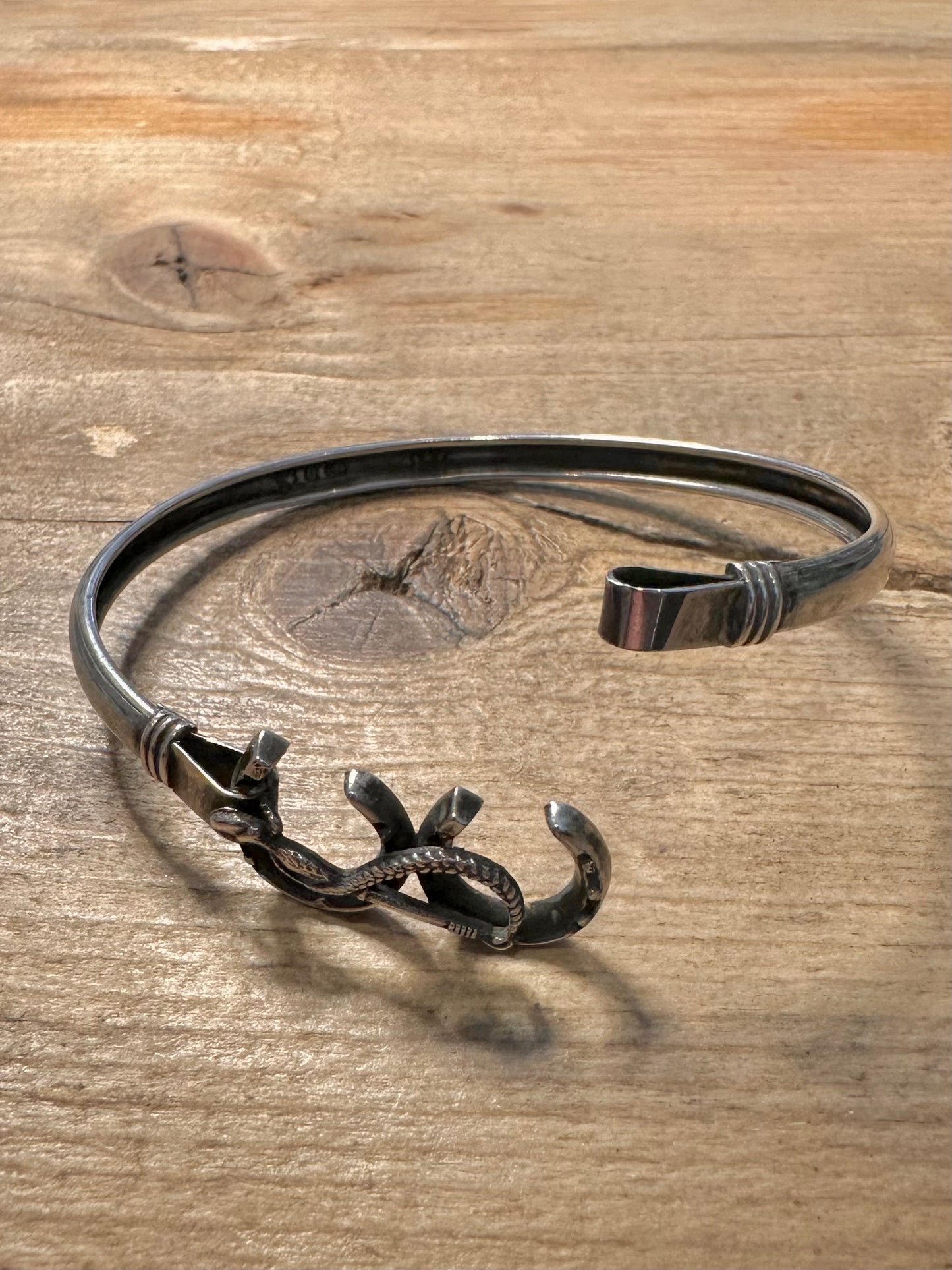 Vintage 1888 Victorian Horse Shoe Equestrian 925 Silver Bangle