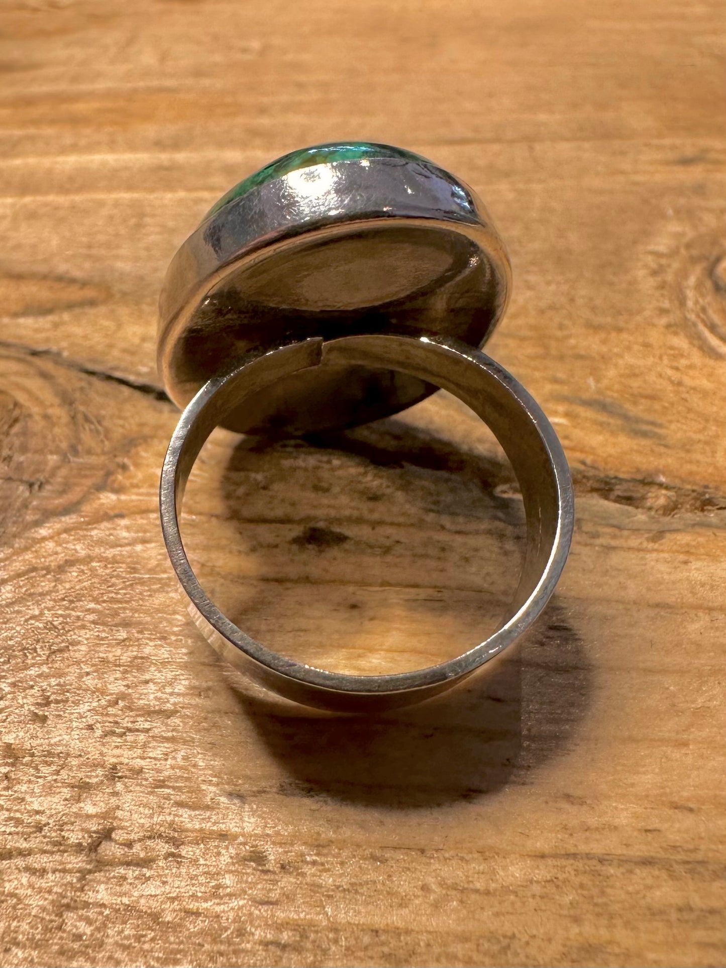 Vintage Blue Green Oval 925 Silver Isreal Size P Ring