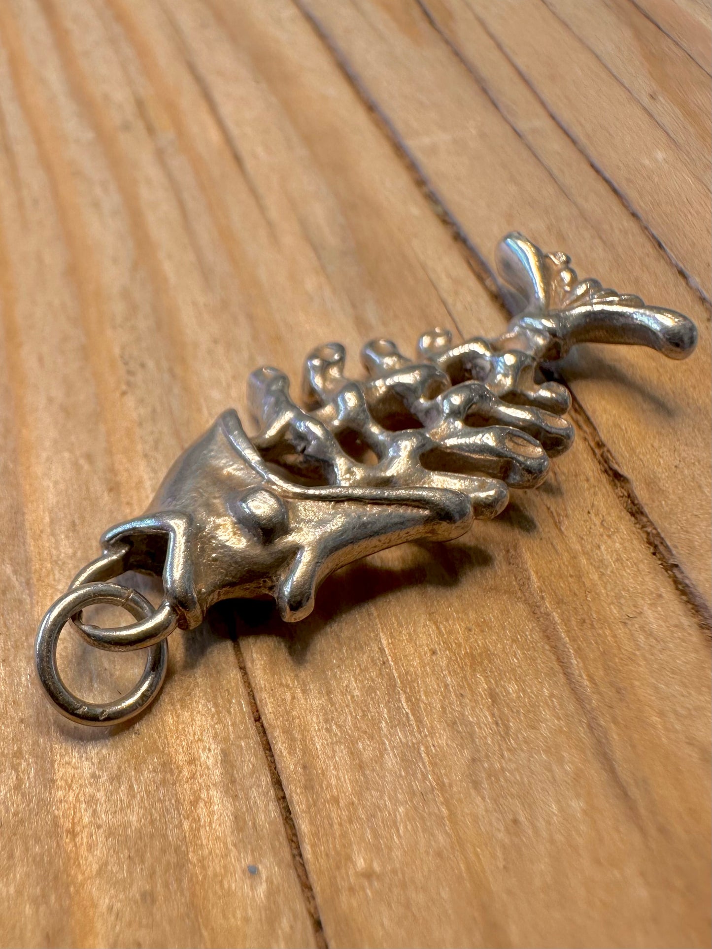 Vintage Fish Skeleton 925 Silver Pendant