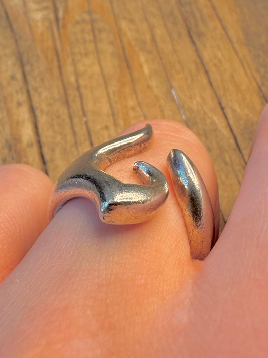 Abstract Swirl 925 Sterling Silver Size P1/2 Ring
