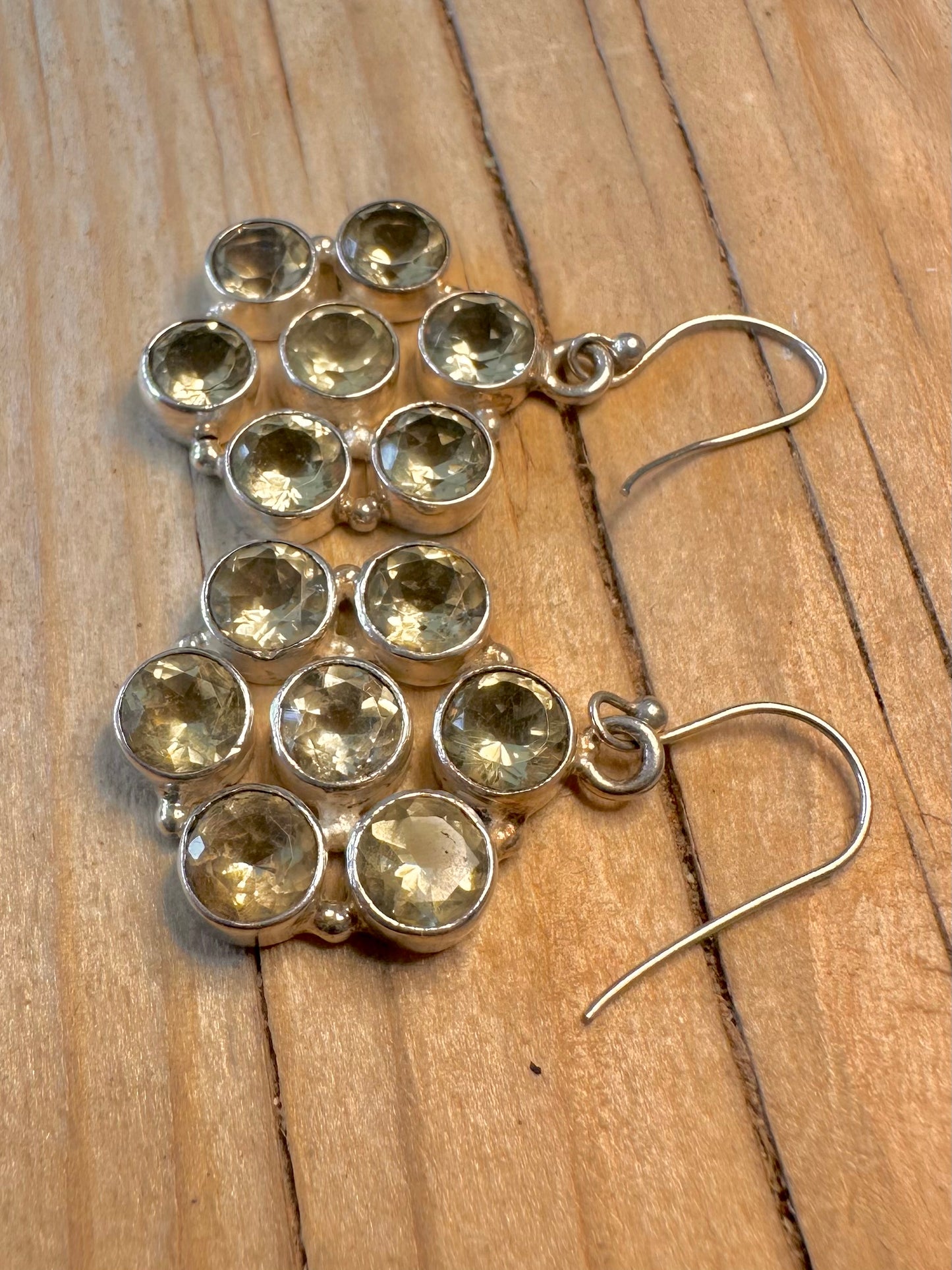 Vintage Topaz Cluster 925 Silver Earrings