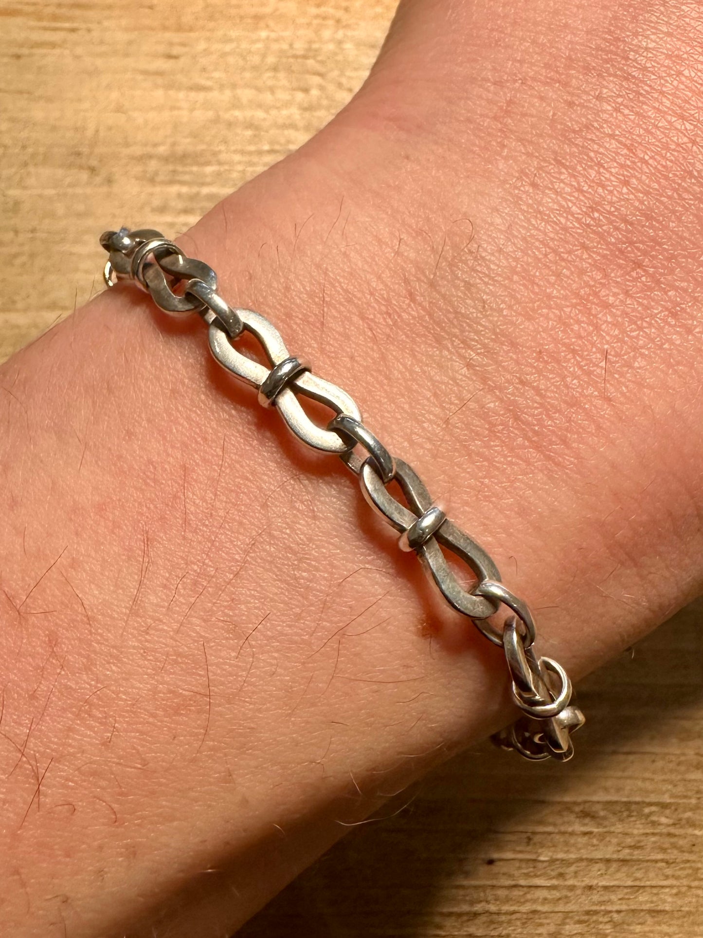 Vintage Unique Link 925 Silver 7.5 inch Bracelet