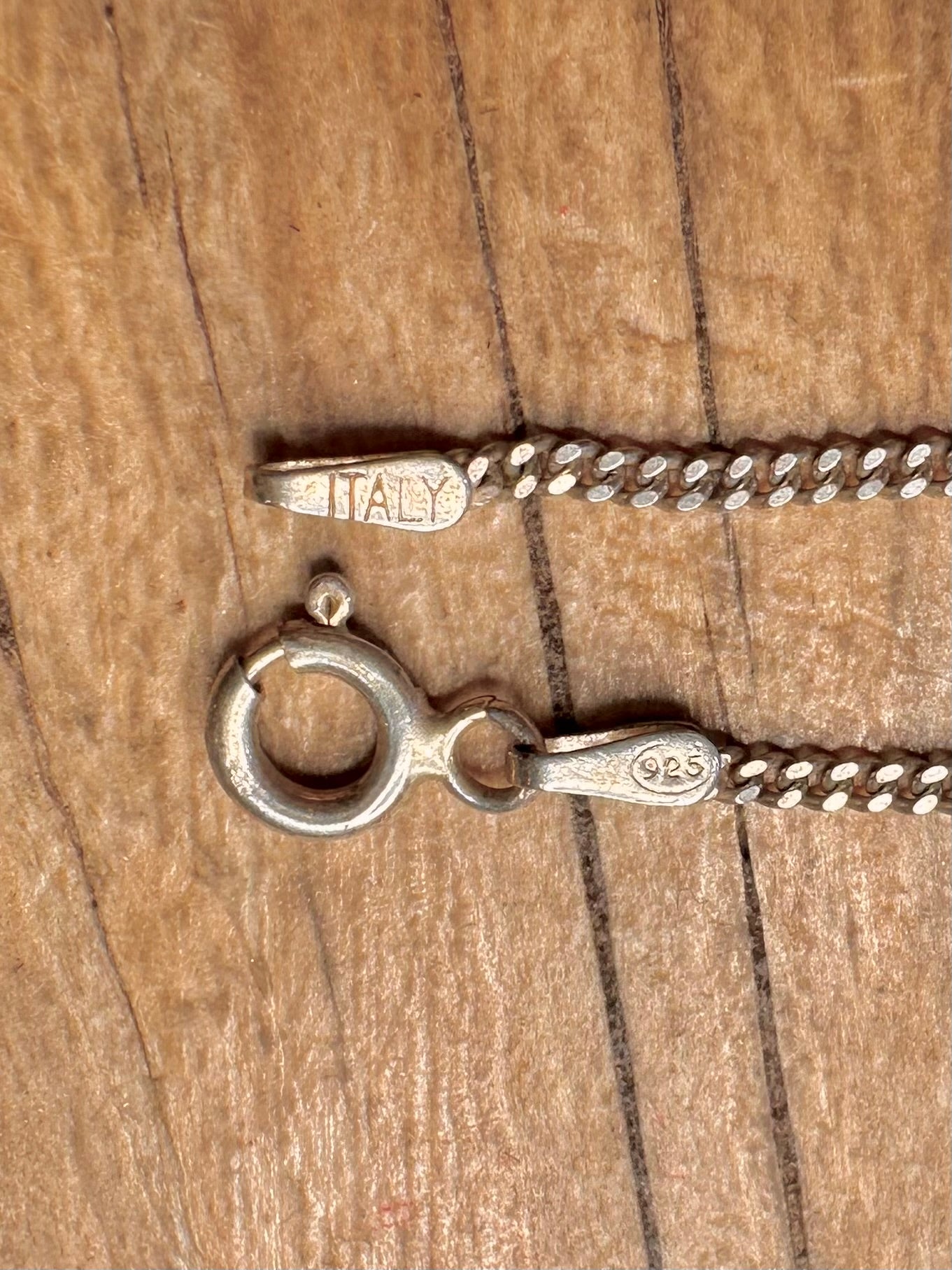 Vintage Larimar Teardrops Curb Chain 925 Sterling Silver 18.2 inch Necklace