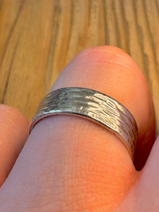 Textured Band 925 Sterling Silver Size R Ring