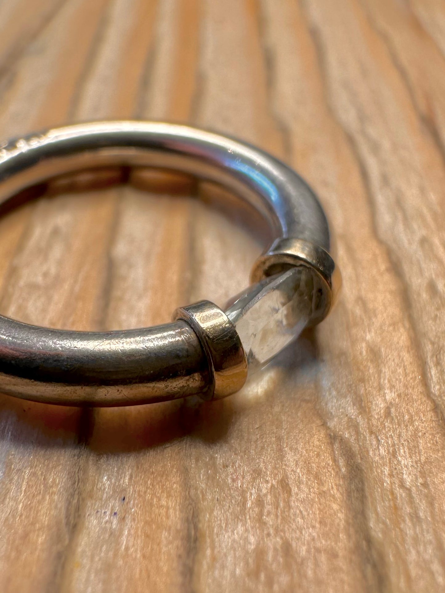 Vintage 1993 CZ Gold Plated and 925 Sterling Silver Size H1/2 Ring
