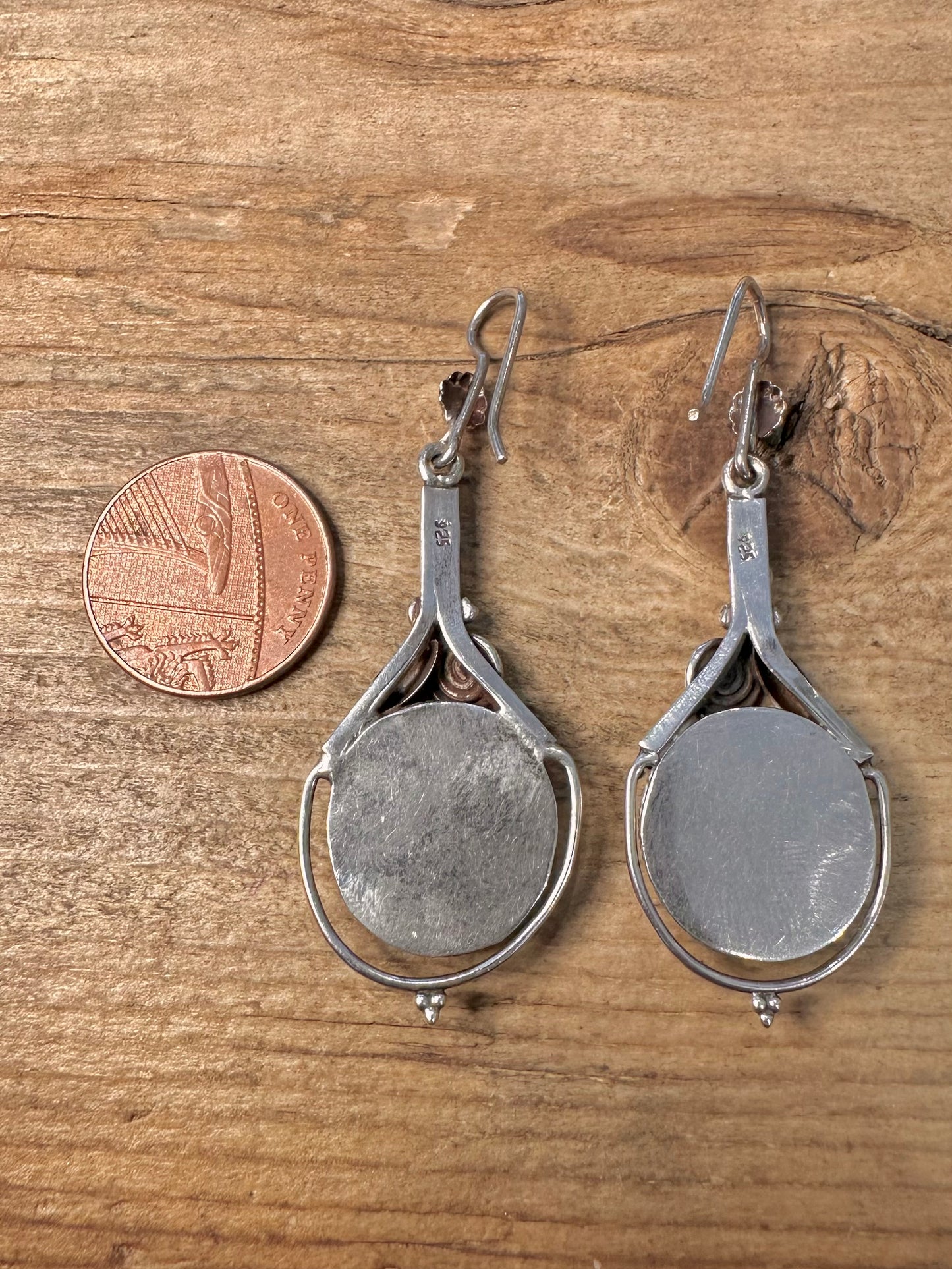 Vintage Lapis Tribal Dangle 925 Silver Earrings