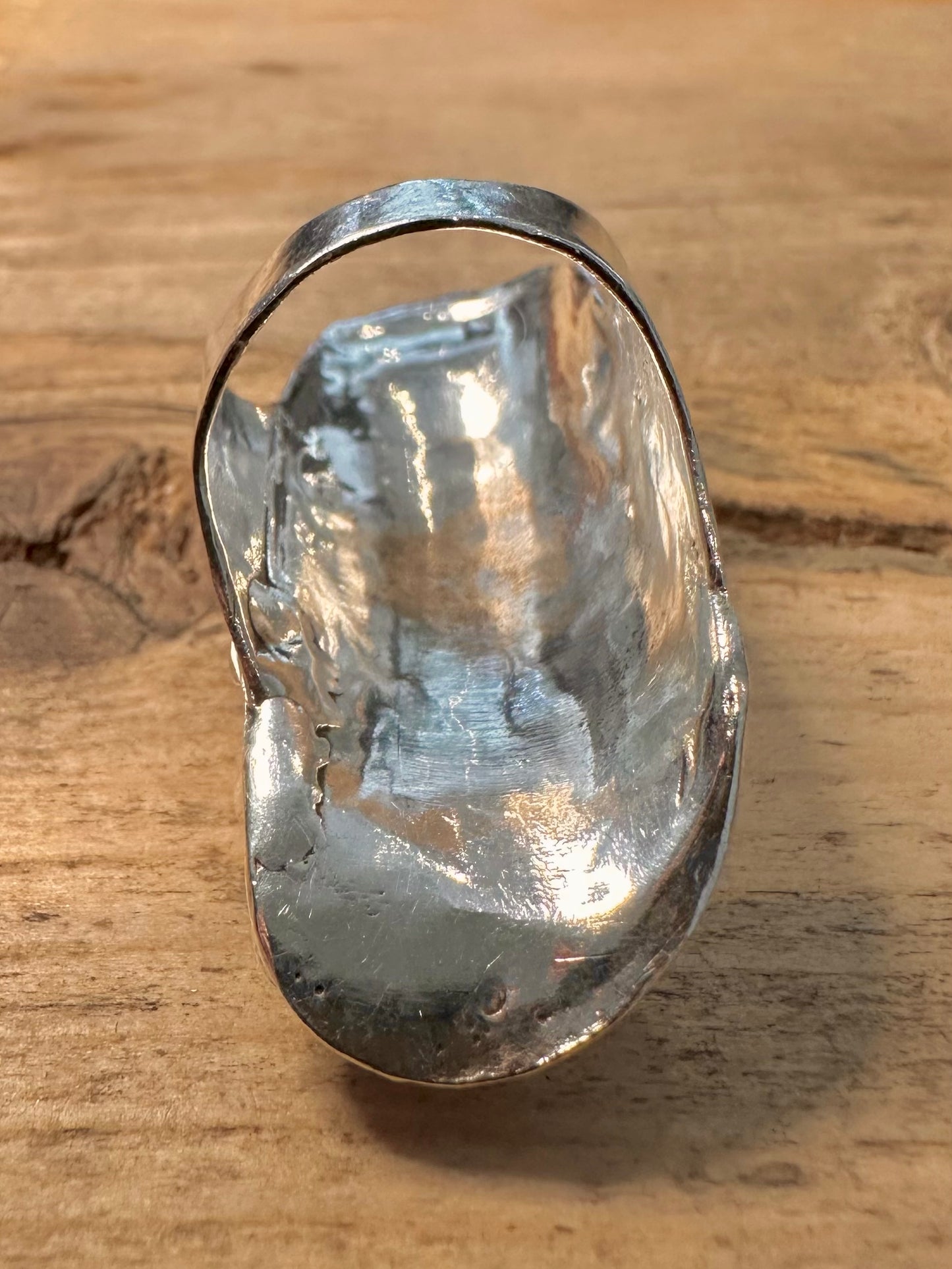 Vintage Blue Opal Long 925 Silver Size O Ring