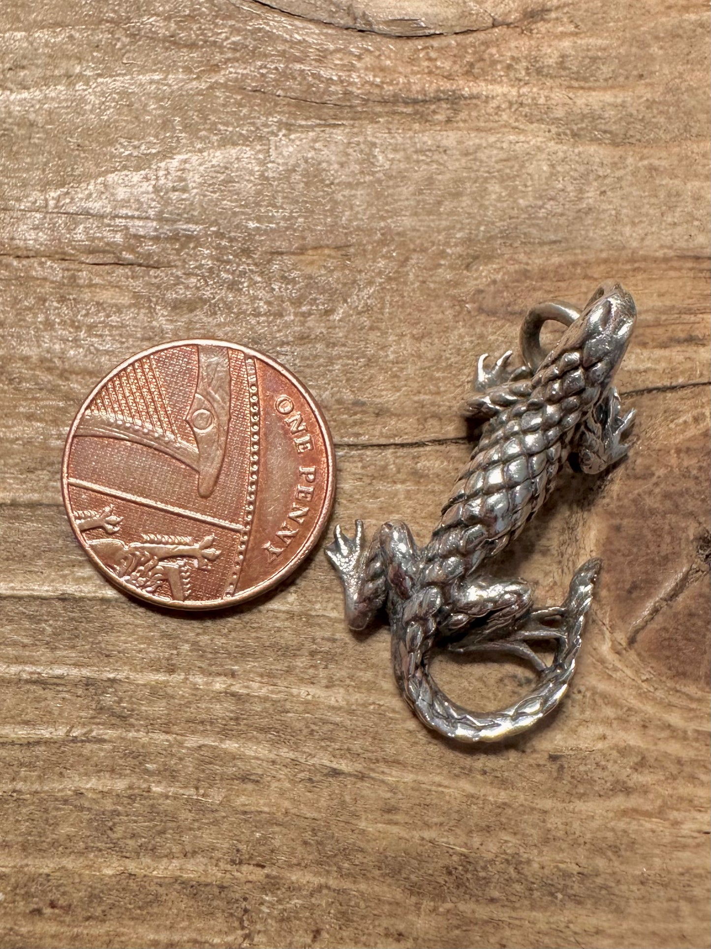 Vintage Salamander Lizard 925 Silver Pendant
