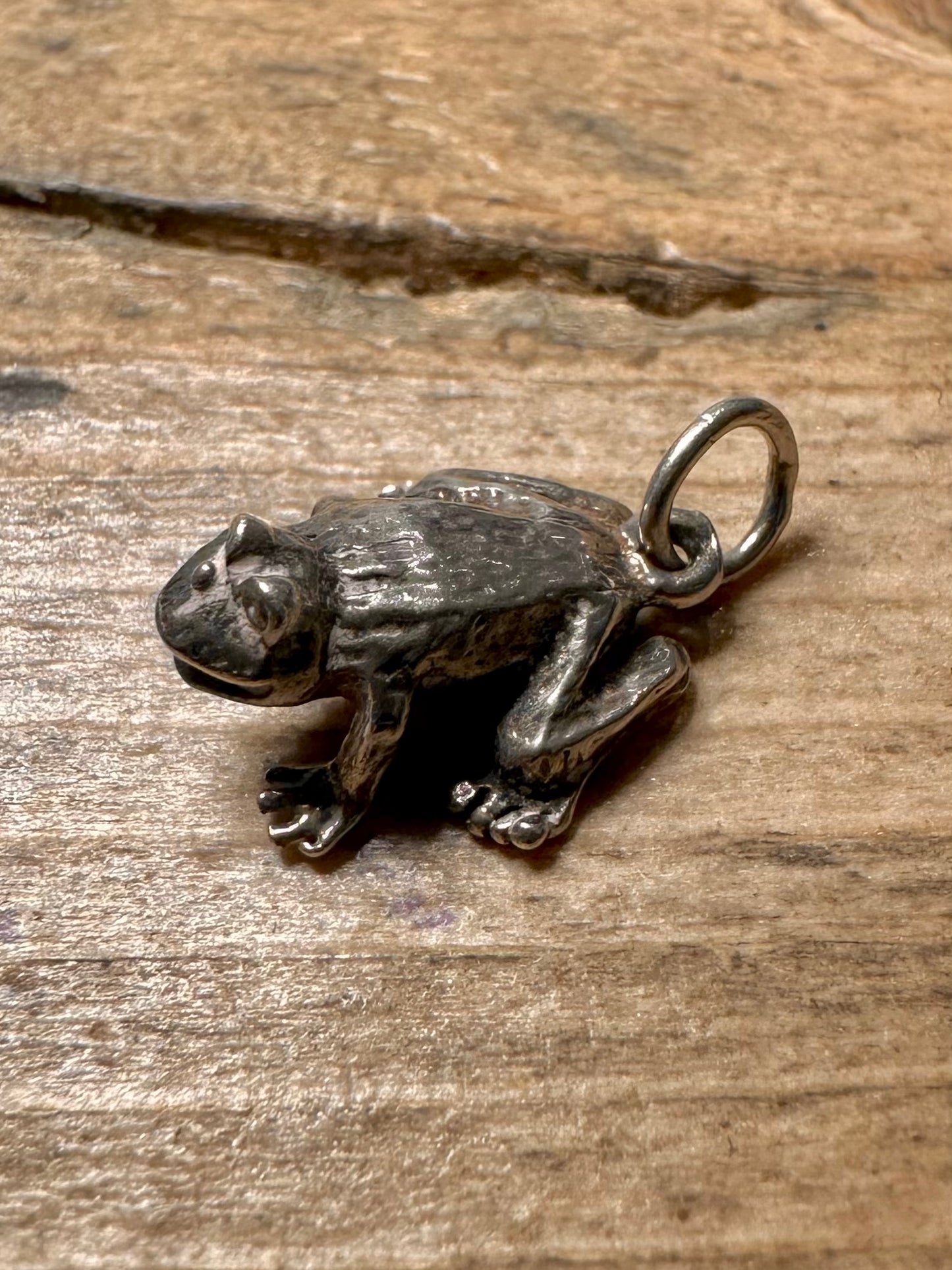 Vintage Frog 925 Silver Charm Pendant