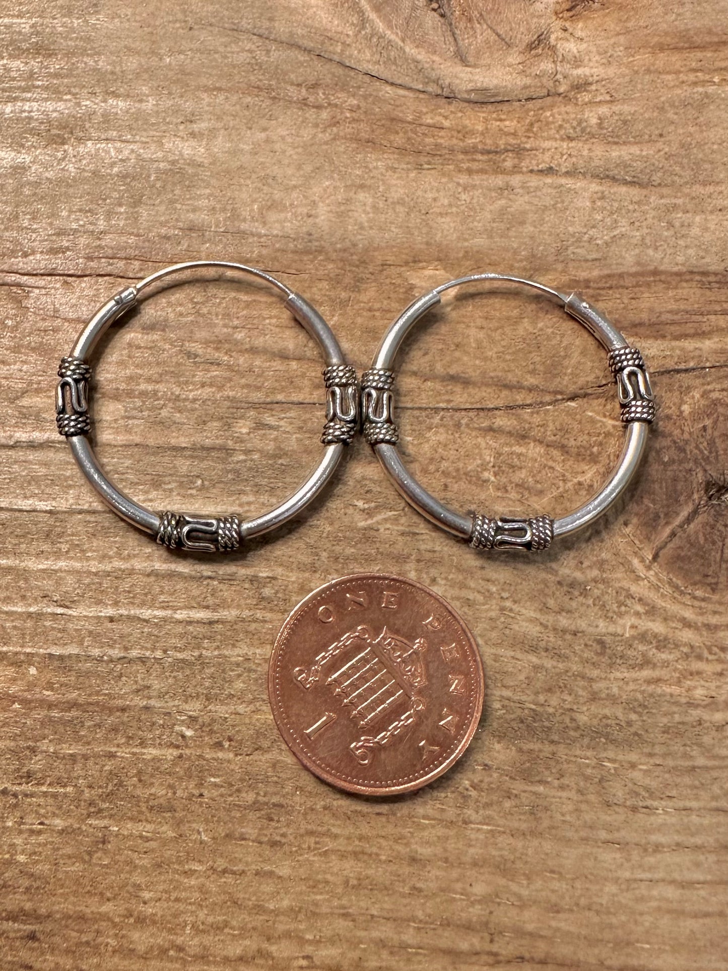 Vintage Tribal Hoop 925 Silver Earrings