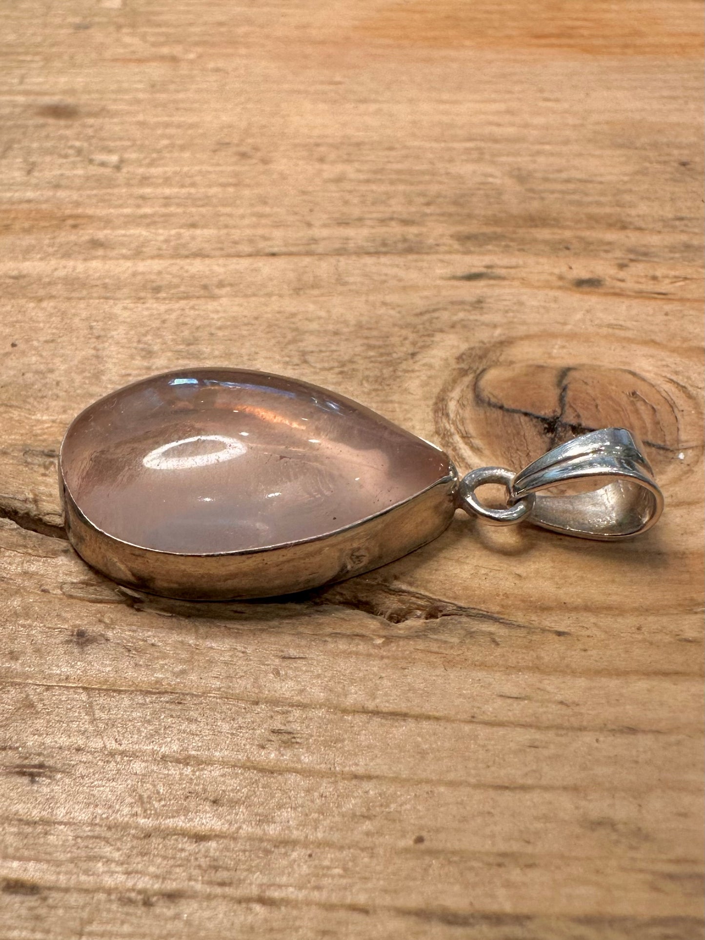 Vintage Rose Quarts 925 Silver Pendant