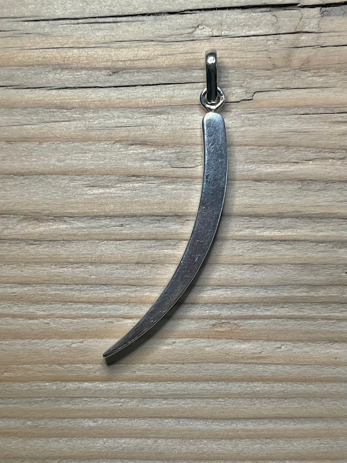 Long Curved 925 Sterling Silver Pendant