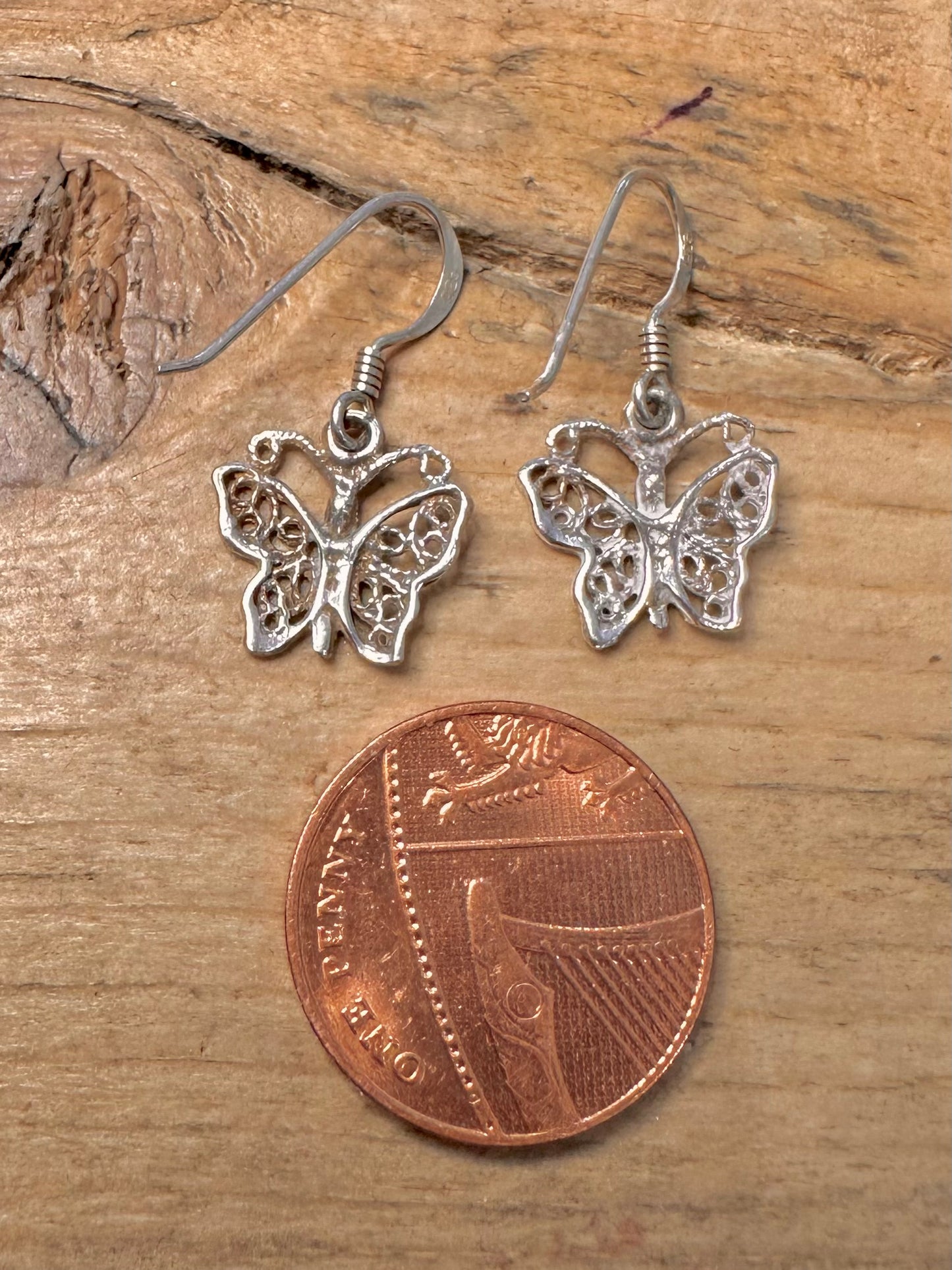 Vintage Butterfly 925 Silver Earrings
