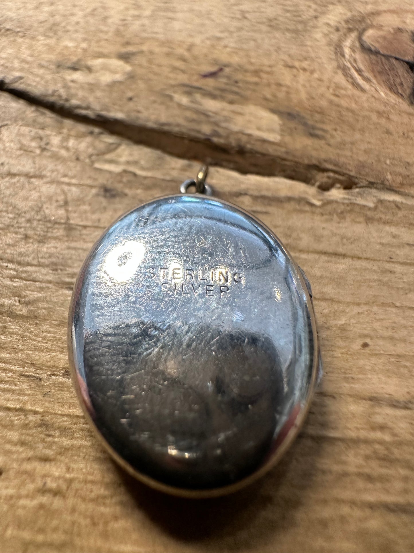 Vintage Engraved Oval 925 Silver Locket Pendant