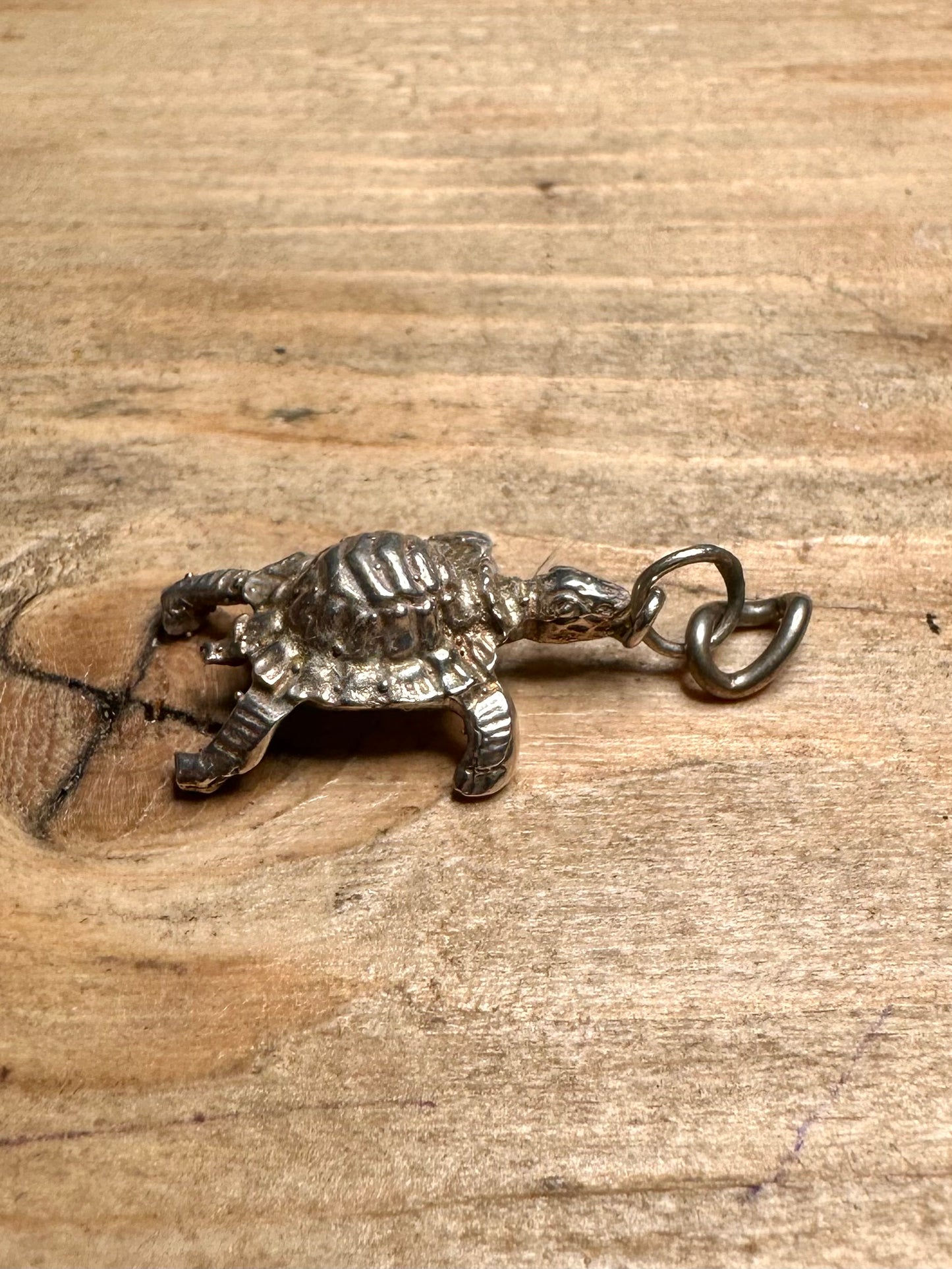 Vintage Detailed Tortoise 925 Silver Charm Pendant