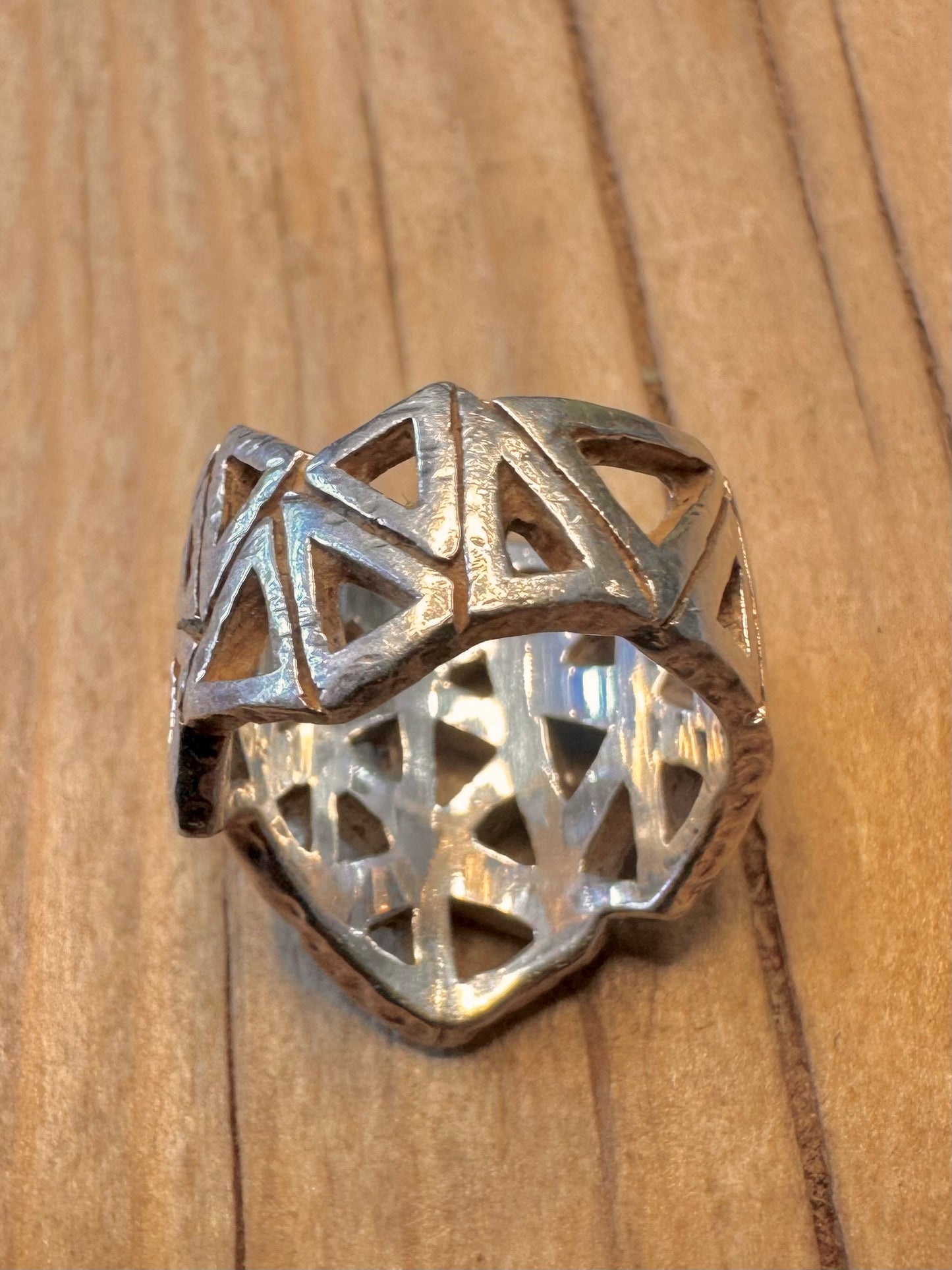 Abstract Geometric 925 Sterling Silver Size K1/2 Ring