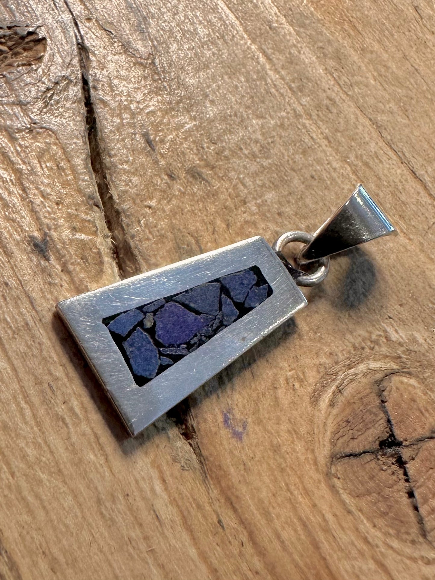 Vintage Lapis Inlay Mexico 925 Silver Pendant