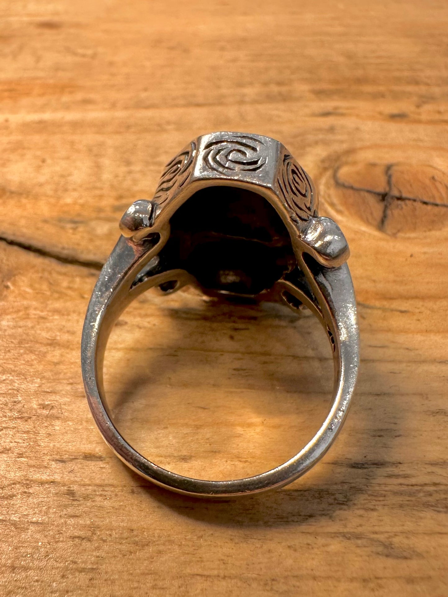 Vintage Skull Coffin 925 Silver Size X1/2 Ring