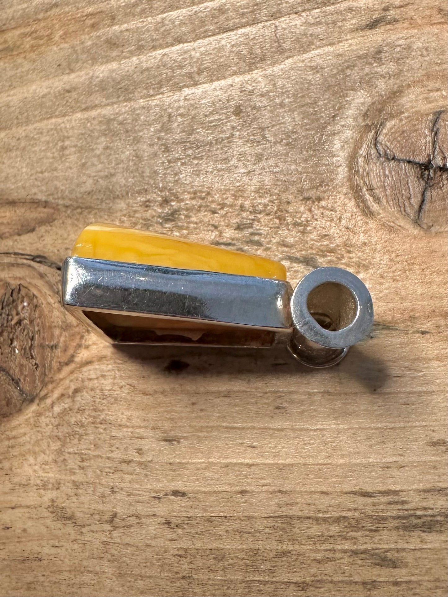 Modernist Butterscotch Amber 925 Silver Pendant