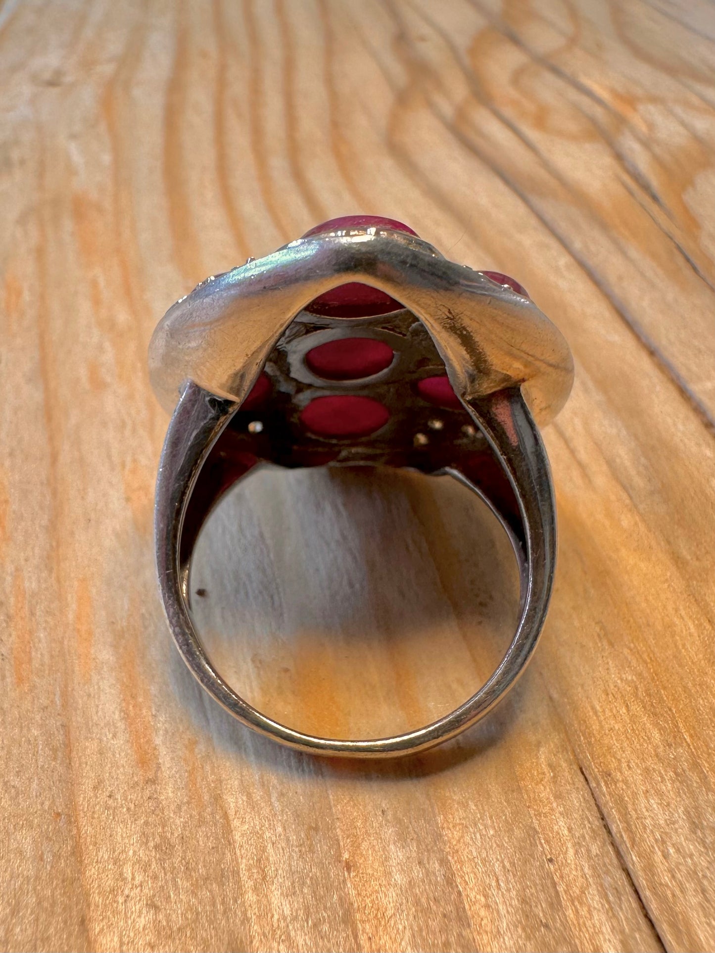 Vintage Purple Stone Boho 925 Silver Size S Ring