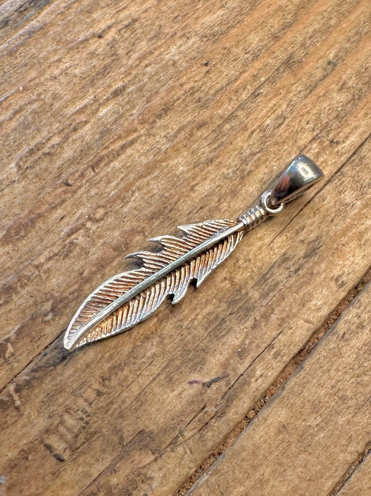 Textured Feather 925 Sterling Silver Pendant